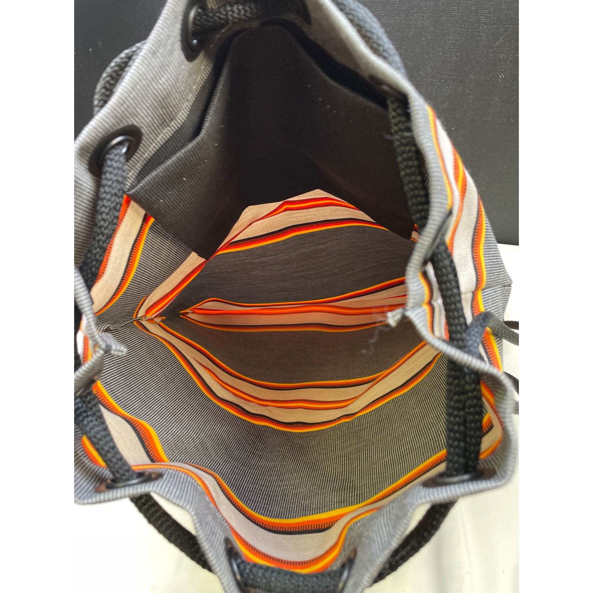 Other Unisex Draw String Back Pack Gray/Orange Water & Fade resist Size ONE SIZE - 5 Thumbnail