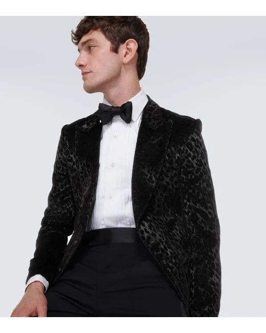 Tom Ford o1w1db10125 JLAP02 Velvet Leopard Jacket in Black Size US M / EU 48-50 / 2 - 3 Thumbnail