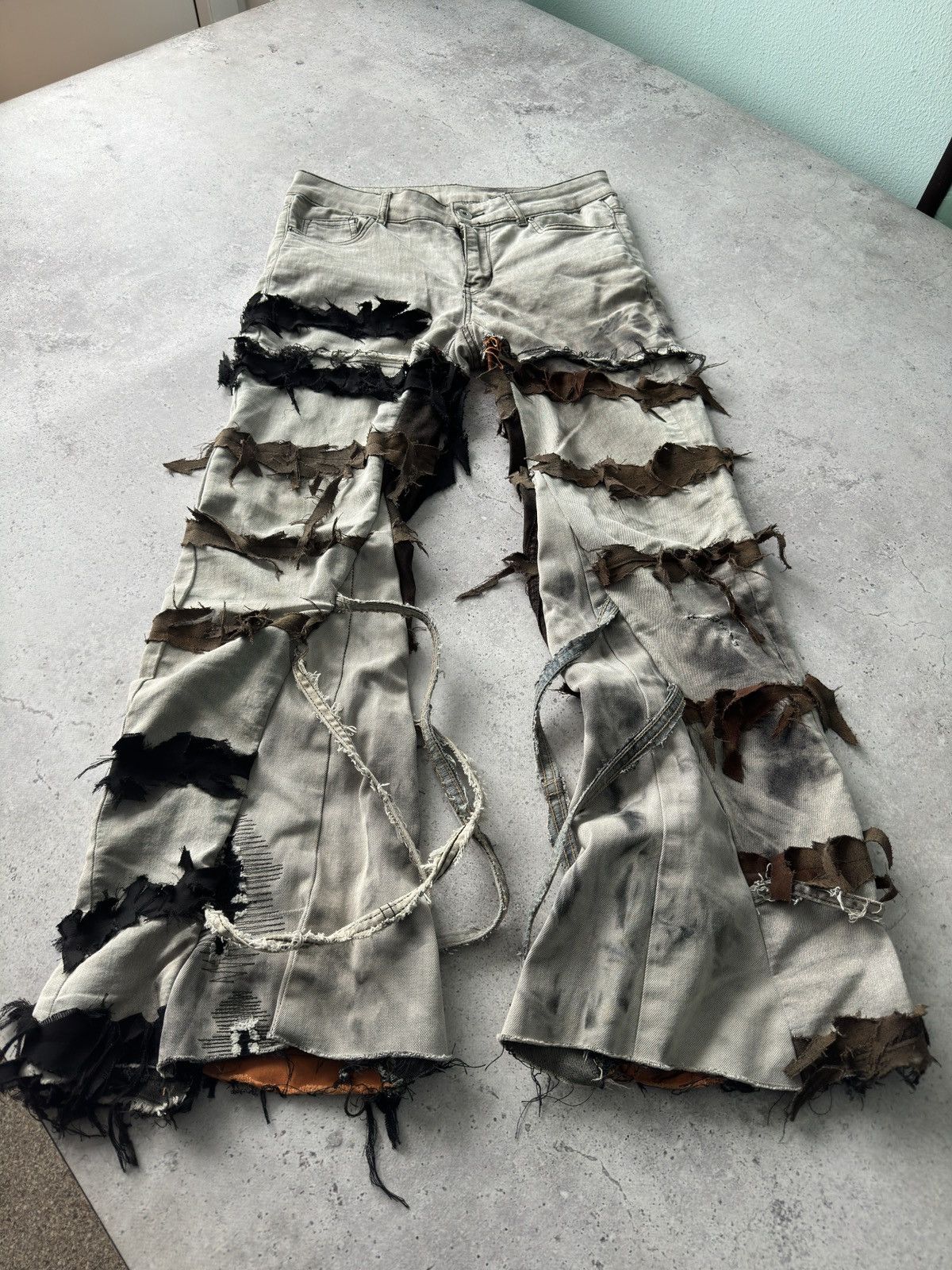 Japanese Brand Avant-Garde Bandage Bootcut Flare Rick Owen’s Style Pants Size US 30 / EU 46 - 1 Thumbnail