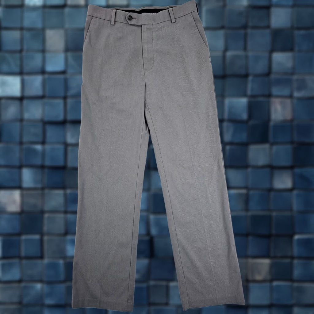 Roundtree & Yorke Roundtree & Yorke Travel Smart Cotton Flat Front Pants Men 32x32 Gray Slim Straight Front Flat уча Size US 32 / EU 48 - 1 Thumbnail