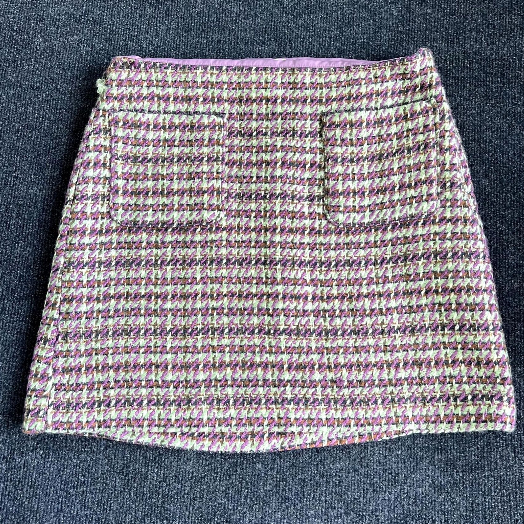 Loft LOFT Skirt Womens 4 Multicolor Plaid Tweed Mini Wool Blend Lined Pockets Career Size 27" / US 4 / IT 40 - 2 Thumbnail