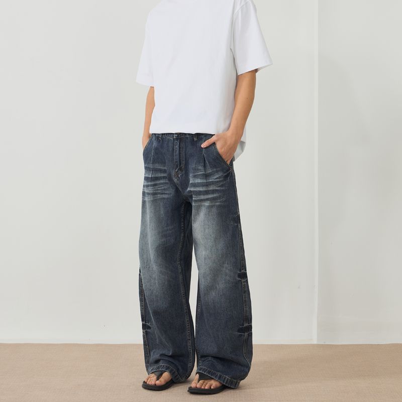 Japanese Brand Men's Retro Loose Washed Straight Leg Curved Flare Jeans Size US 32 / EU 48 - 1 Thumbnail