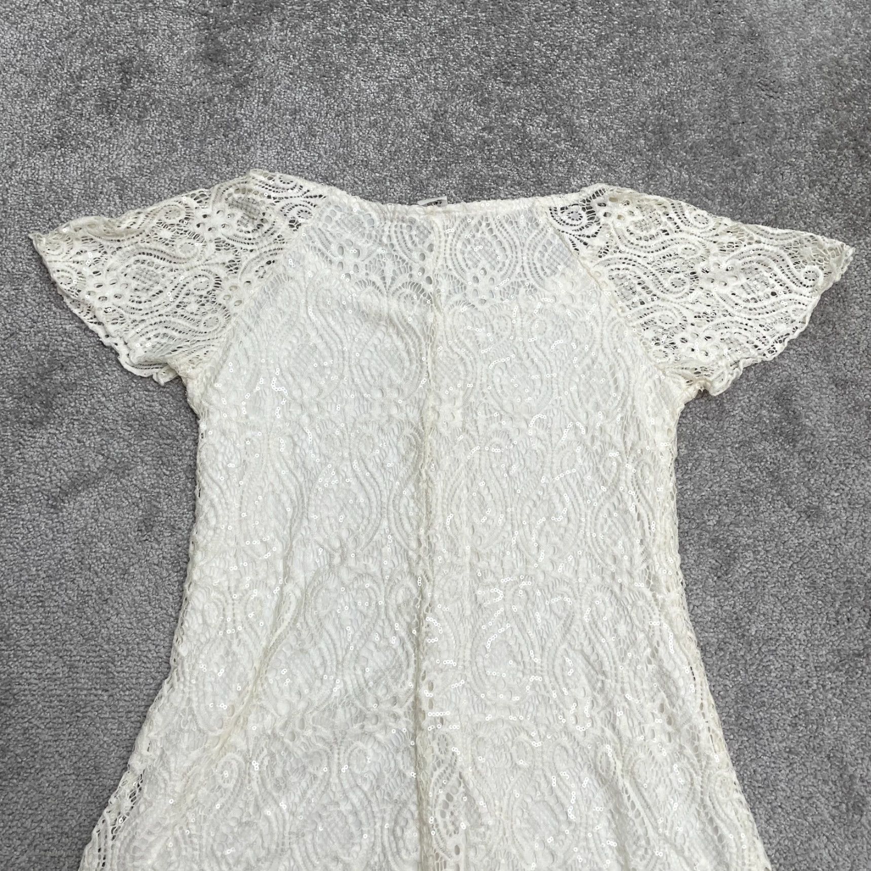 Vintage Brittany Black White Lace Sequin Tunic Blouse Womens Small Casual Size S / US 4 / IT 40 - 2 Thumbnail