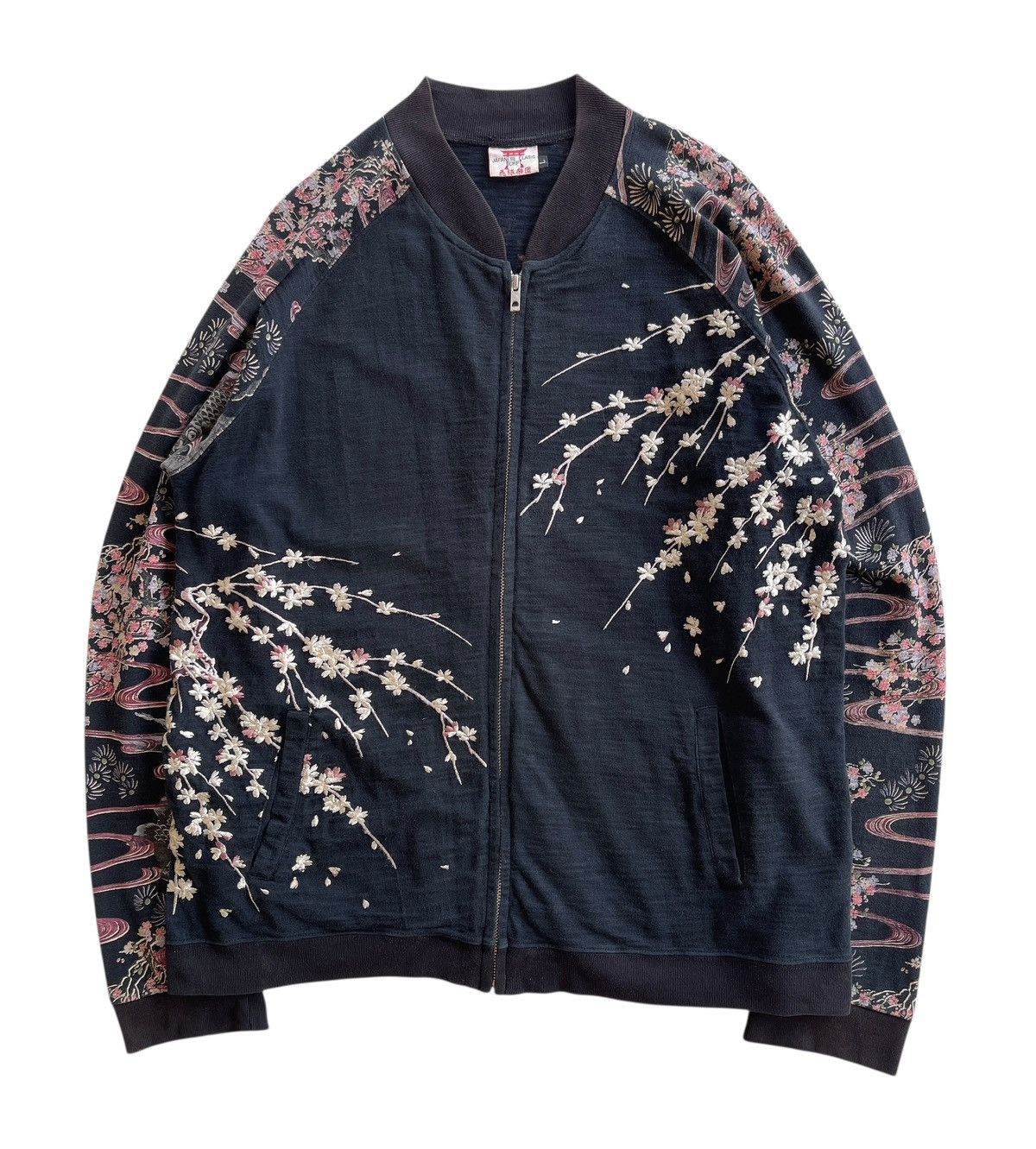 Japanese Brand Japanese Clasic Scrip Sukajan Embroidery Blossom Fish Motif Size US L / EU 52-54 / 3 - 1 Thumbnail