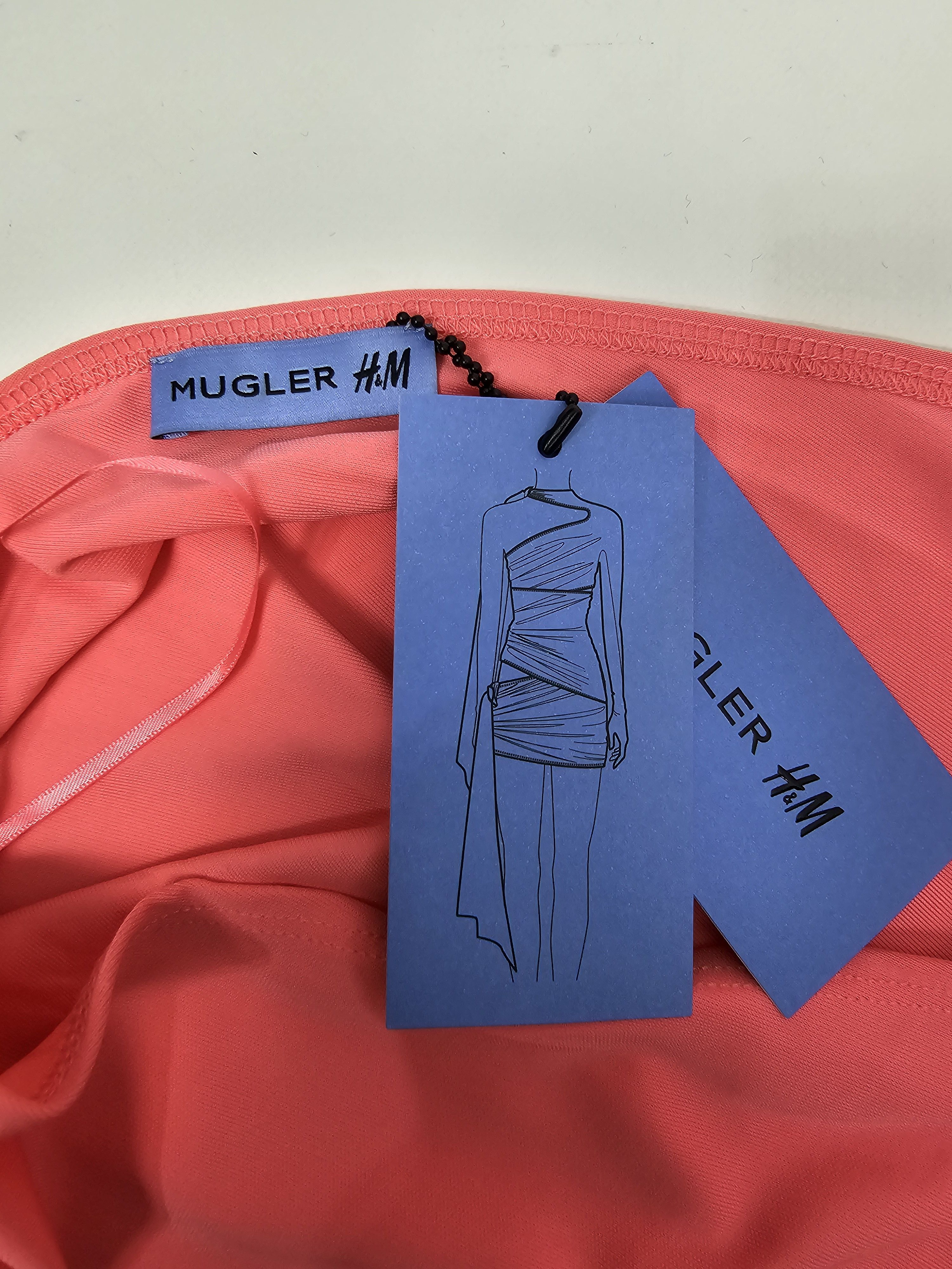 H&M × Mugler Mugler x H&M Pink Asymmetric One-Sleeve Ruched Mini Dress Size M / US 6-8 / IT 42-44 - 12 Thumbnail