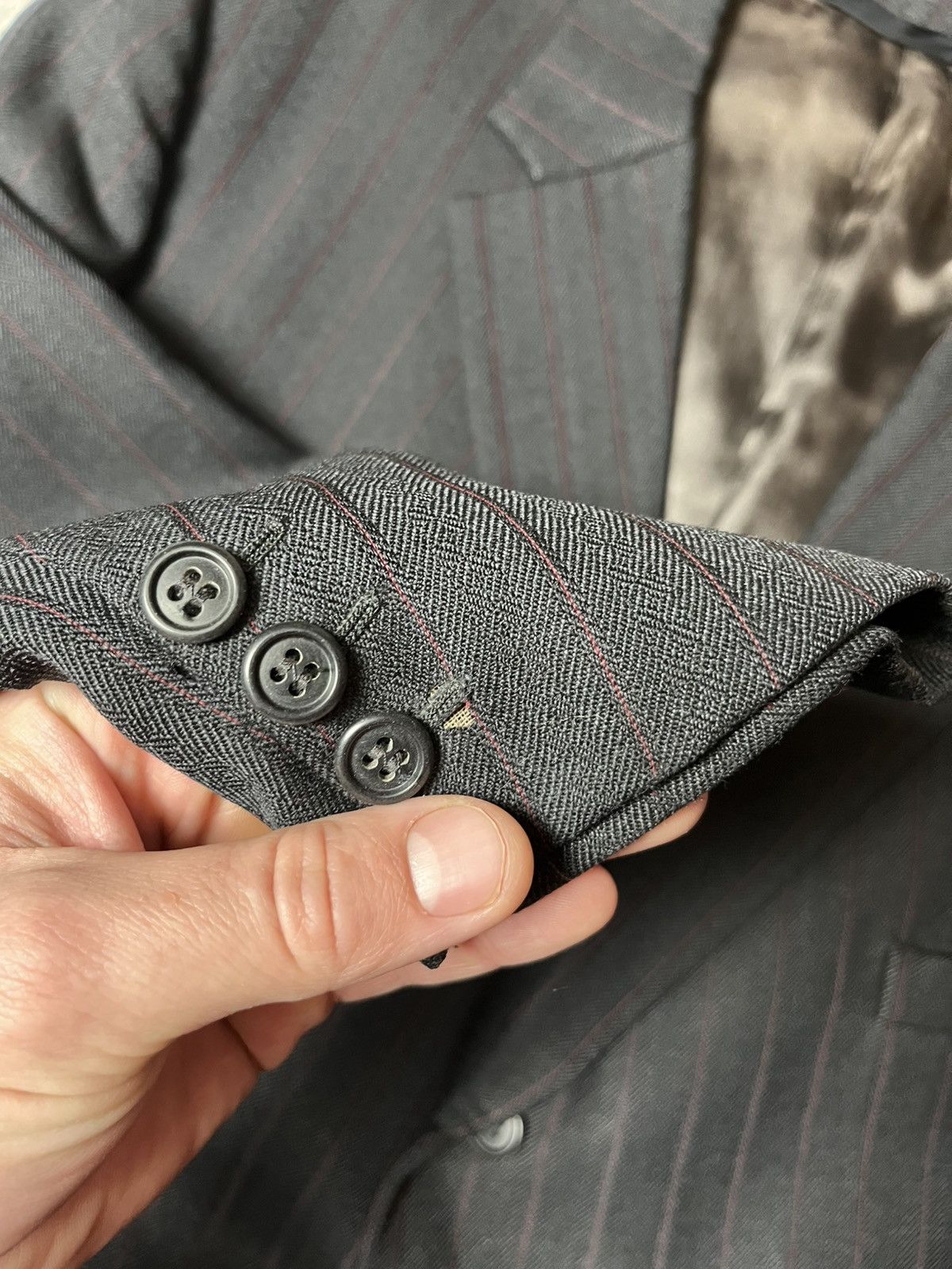 Other Vintage 1973 Tailored Pinstripe Blazer Jacket Dark Wool Coat Size US L / EU 52-54 / 3 - 15 Thumbnail