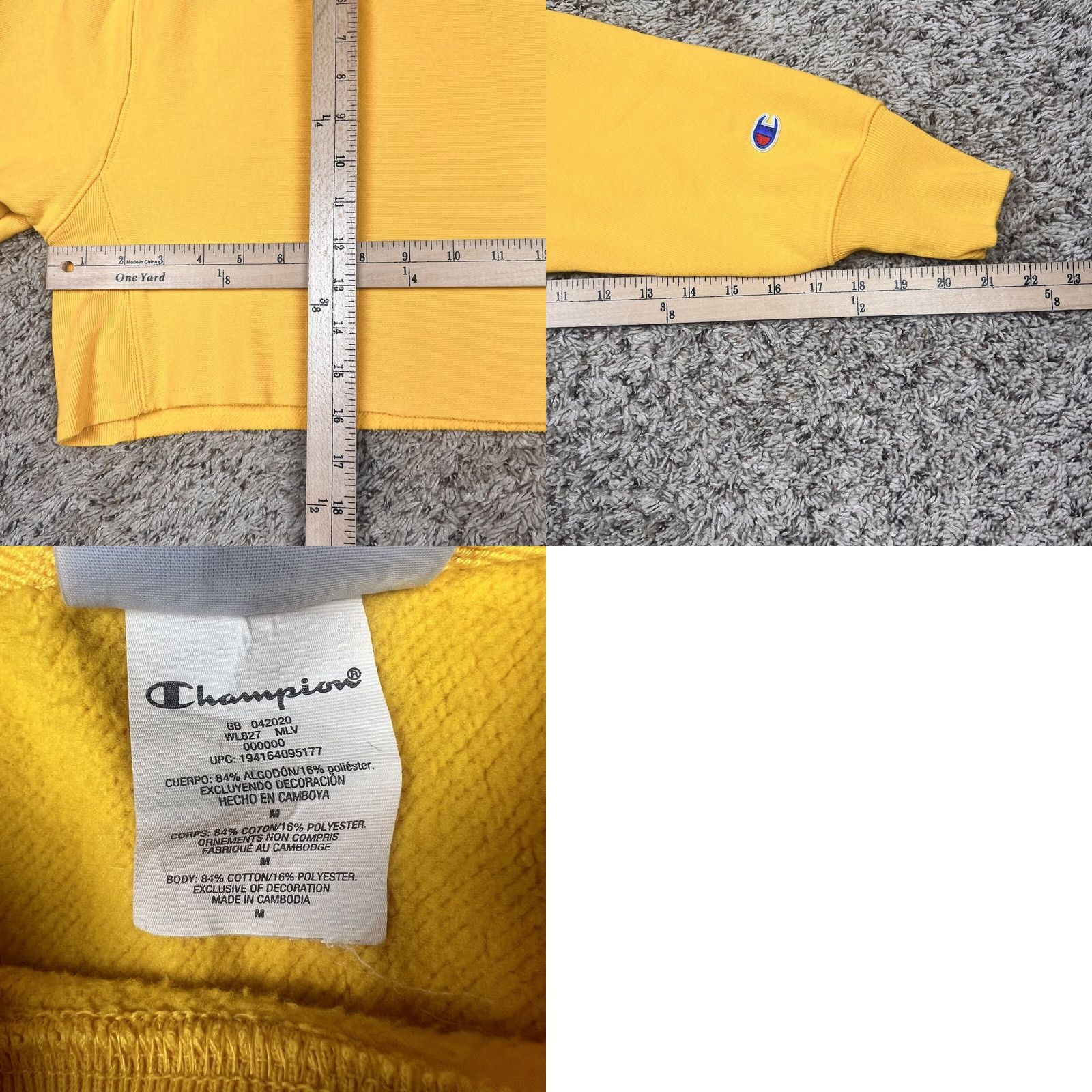 Champion VINTAGE Champion Reverse Weave Cropped Sweatshirt Womens Medium Yellow Cotton Blend Size M / US 6-8 / IT 42-44 - 8 Thumbnail
