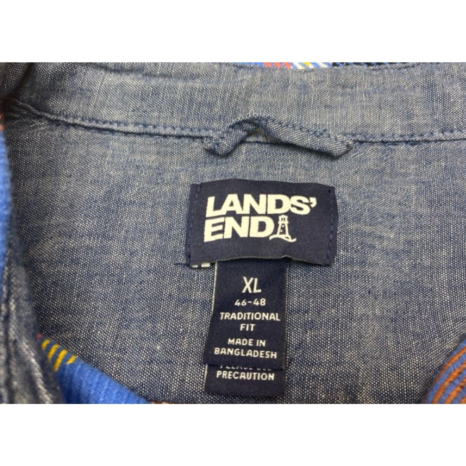 Lands' End VINTAGE Lands' End Heavy Flannel Shirt Mens XL Plaid Sea Cliff Blue Utility Cabincore Size US XL / EU 56 / 4 - 6 Thumbnail