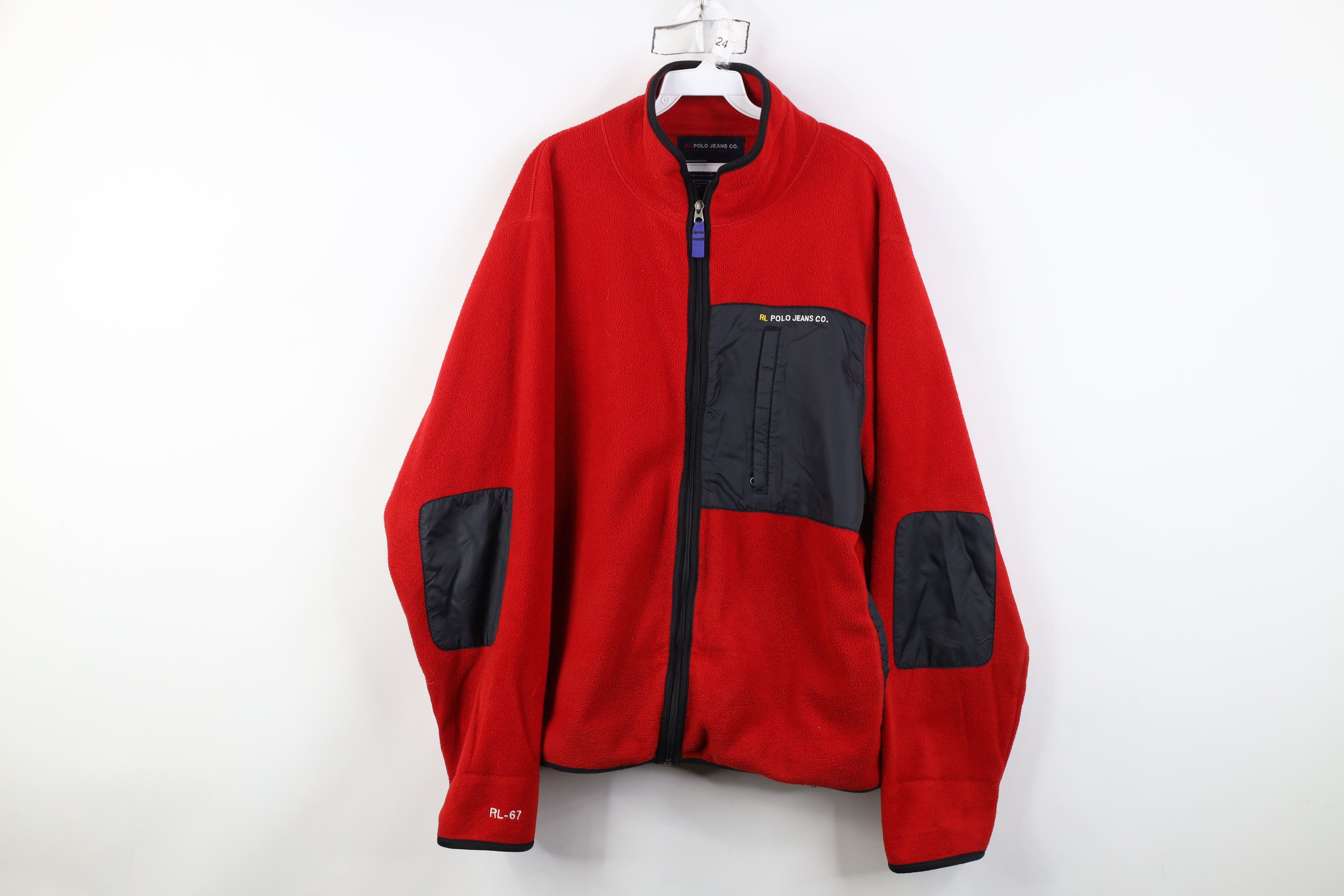 Ralph Lauren Vintage 90s Ralph Lauren Elbow Patch Fleece Full Zip Jacket Size US XL / EU 56 / 4 - 1 Thumbnail