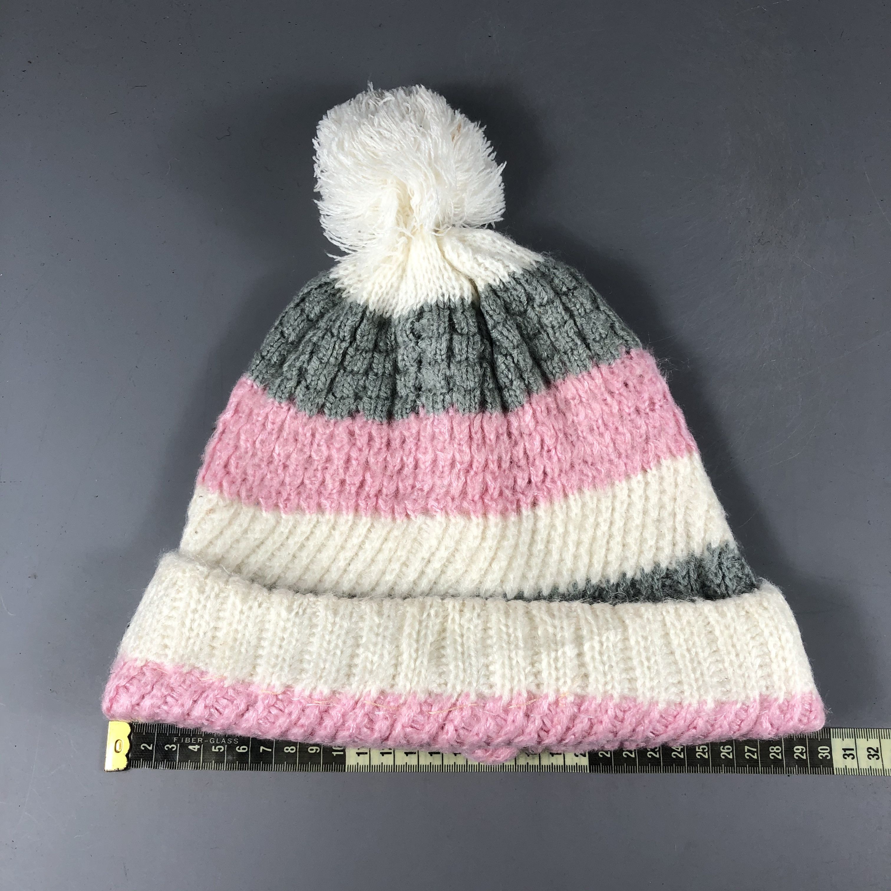 Japanese Brand × Vintage Womens Knit Stripe PomPom Beanie Snow Hat Snow Cap -D1100 Size ONE SIZE - 4 Thumbnail