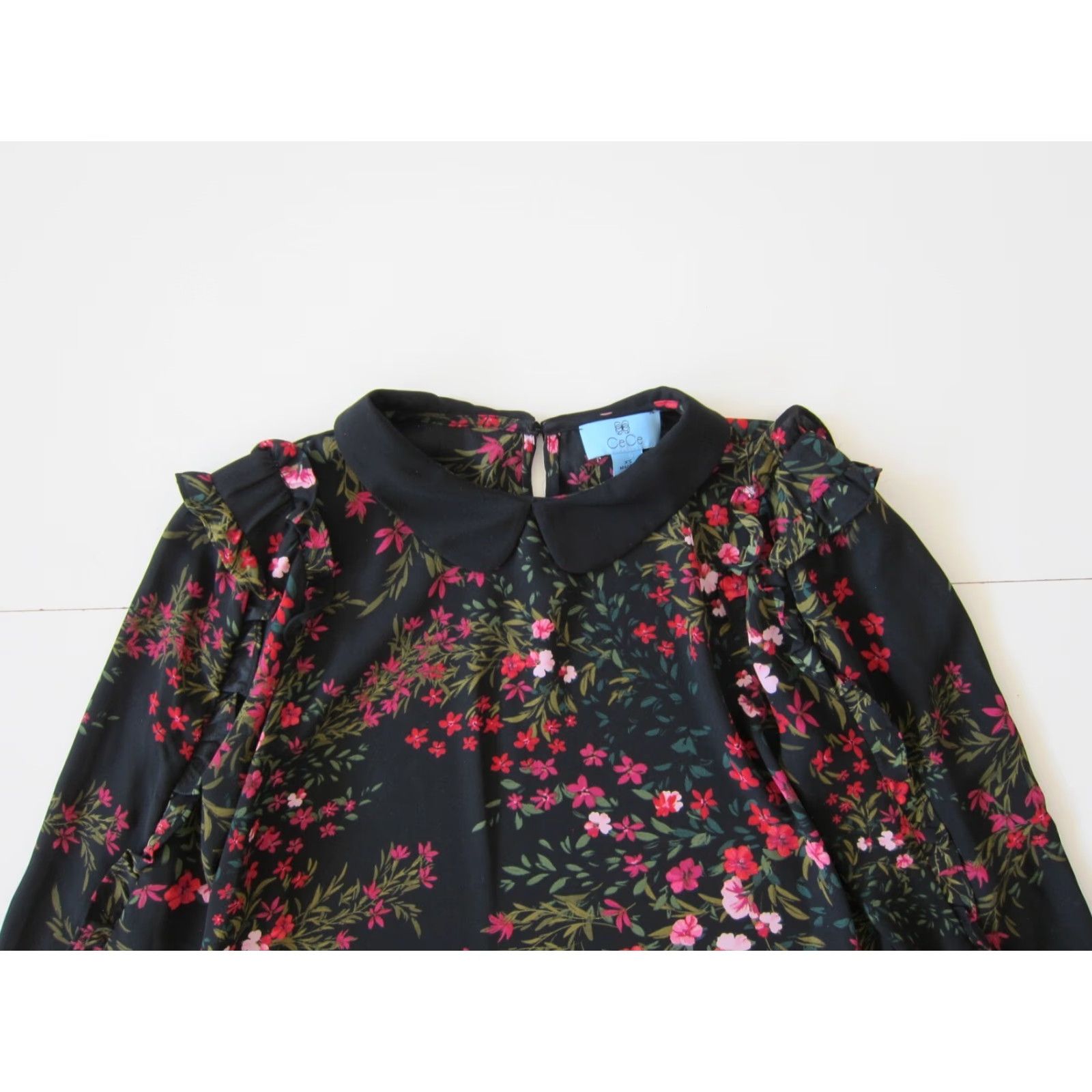 Vintage Cece Blouse Women Floral Long Sleeve Collared V-Neck Peasant TOP XS Size L / US 10 / IT 46 - 5 Thumbnail