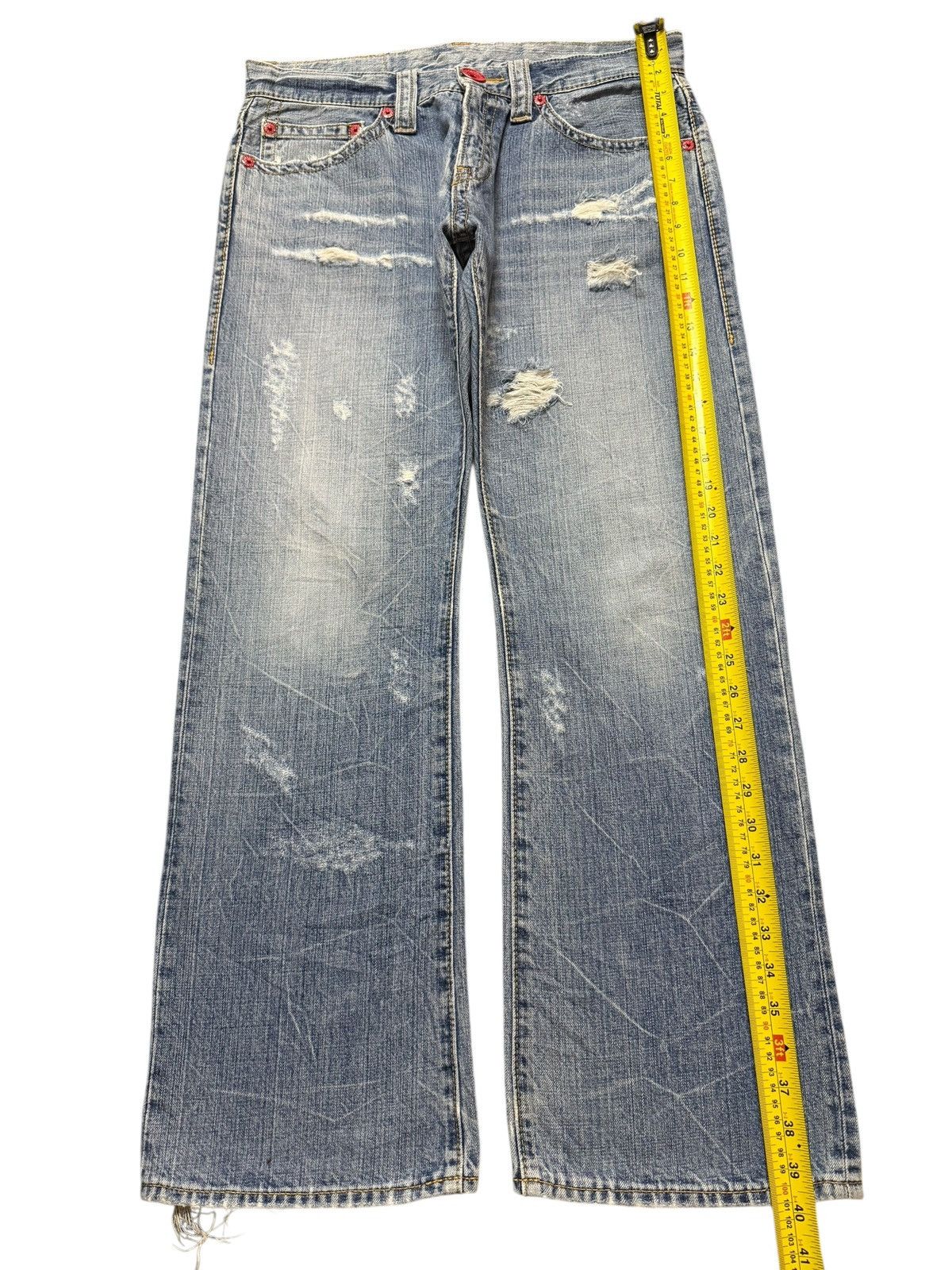 14th Addiction Vintage Japanese Brand Blue Thunder Wash Distressed Wide Leg Size US 34 / EU 50 - 9 Thumbnail