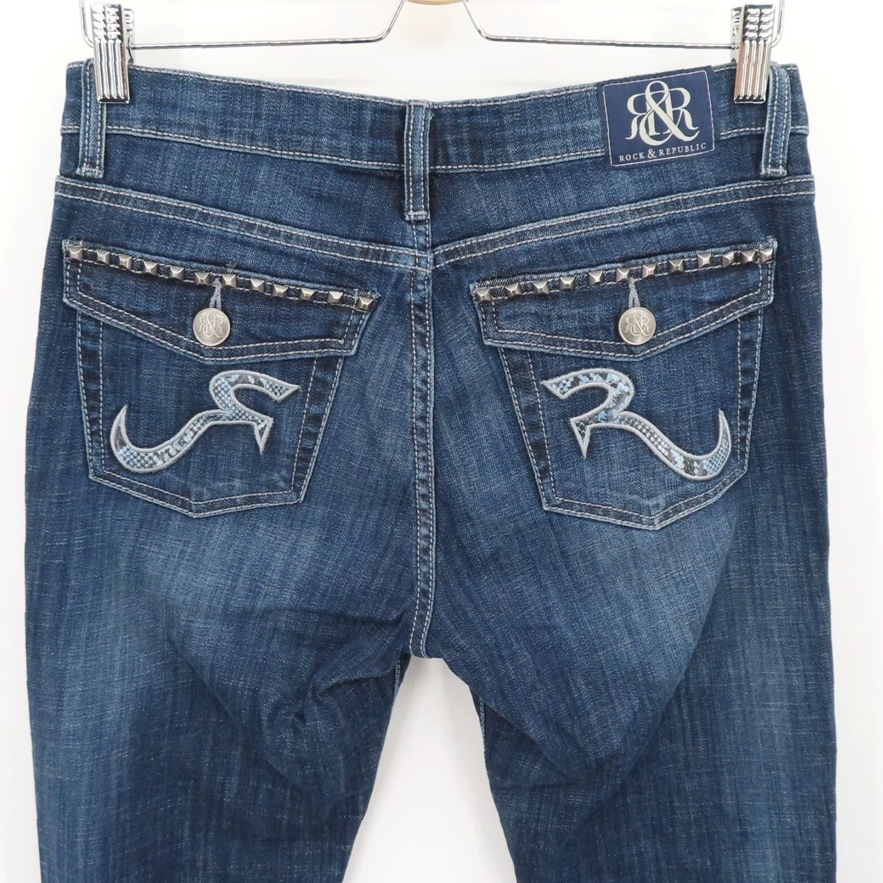 Vintage Rock & Republic Jeans Womens 10 Kasandra Denim Bootcut 5-Pocket Cotton Blend Blue Dark Wash Version: Regular Size 10 Mens Womens? Size 32" / US 10 / IT 46 - 5 Thumbnail
