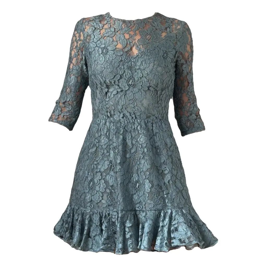 Dolce & Gabbana Dolce & Gabbana Light Blue Flared Hem Lace Mini Dress IT40 Size S / US 4 / IT 40 - 2 Thumbnail