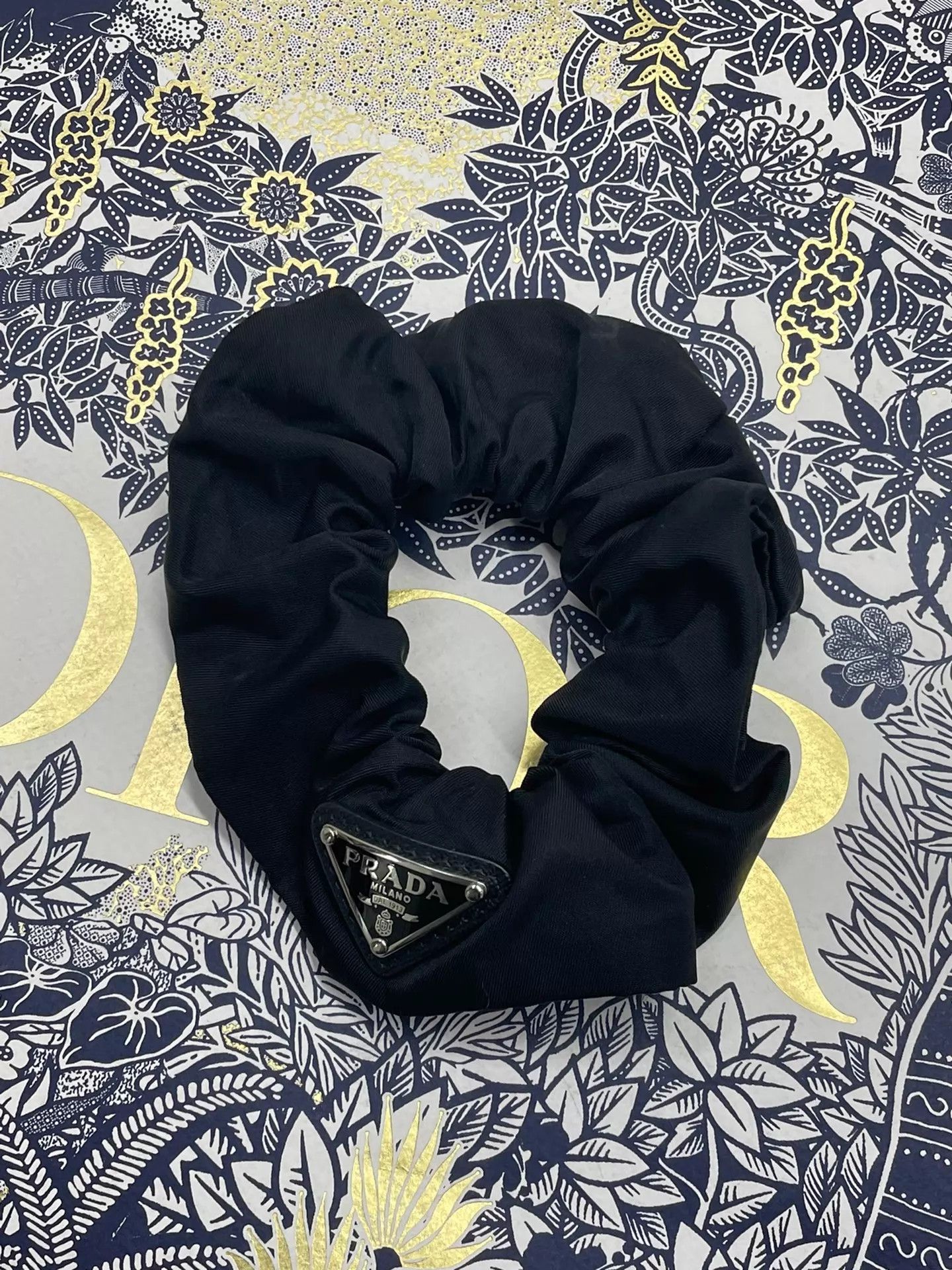 Prada Prada Black Triangle Logo Hair Tie New Size ONE SIZE - 1 Thumbnail