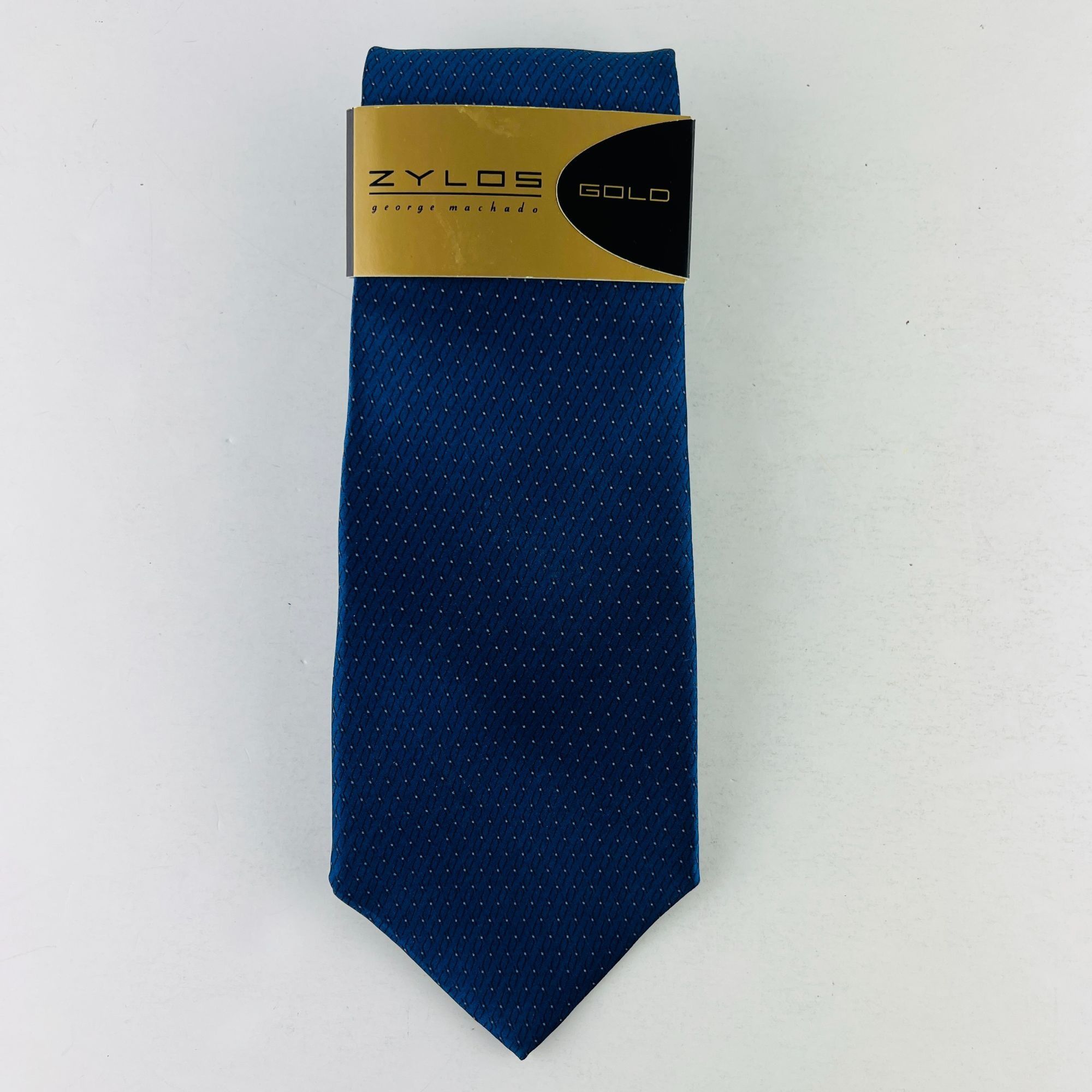 Designer Zylos Gold George Machado Blue Dots Necktie Tie 100% Silk NW Size ONE SIZE - 2 Thumbnail