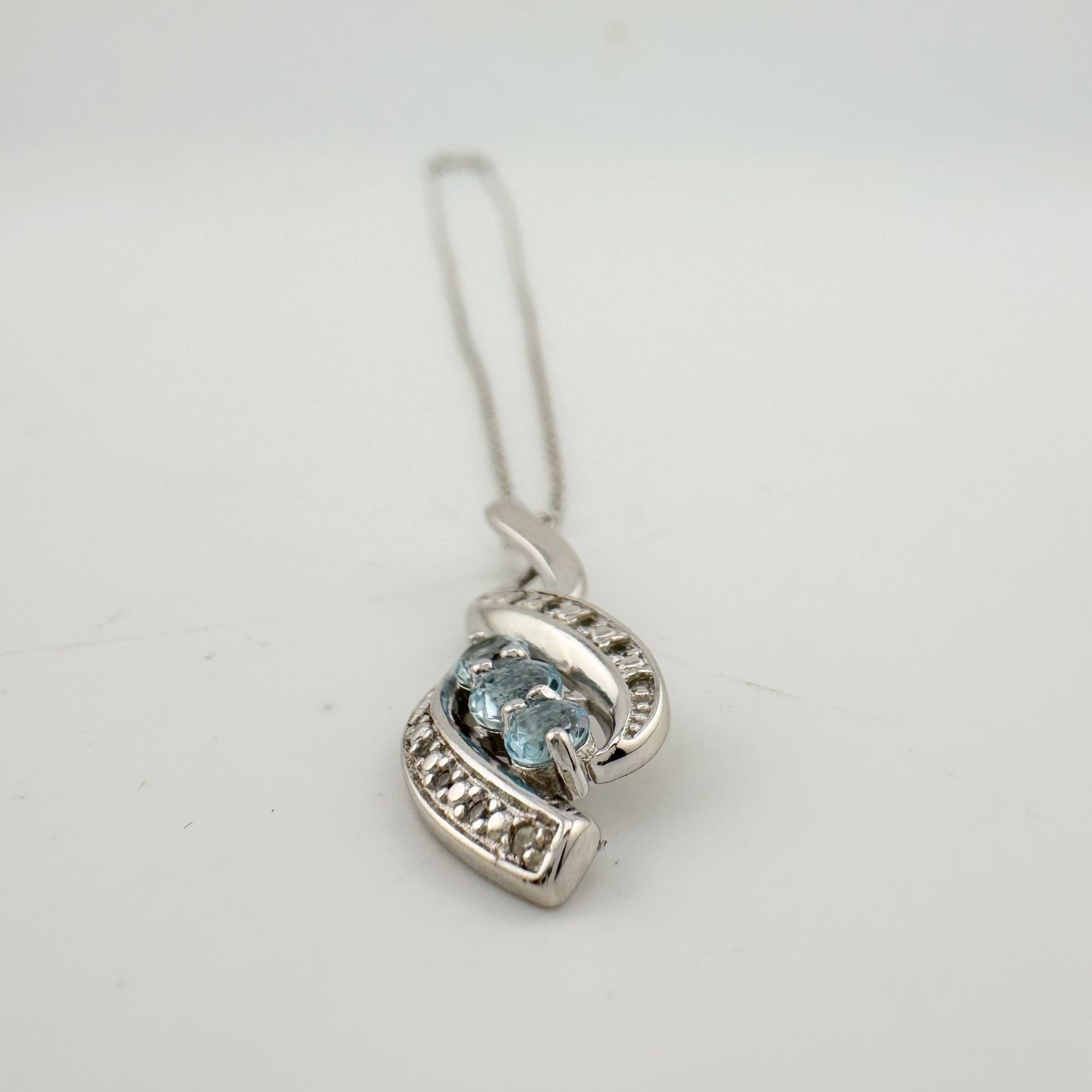 Other Blue Topaz Swirling Ribbon Necklace with Diamond Accent Size ONE SIZE - 6 Thumbnail