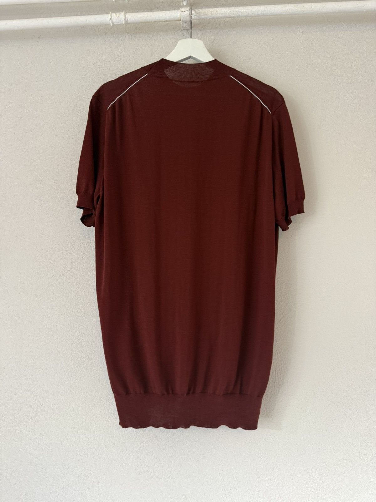 Hermes Hermès Burgundy Oversized Cotton Knit Tee Size US L / EU 52-54 / 3 - 2 Thumbnail