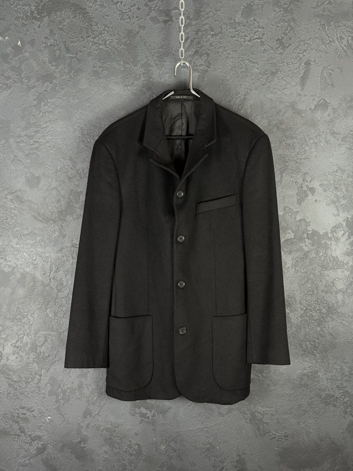 Emporio Armani 90s Vintage Mens EMPORIO ARMANI Black Coat Blazer Wool Italy Size US M / EU 48-50 / 2 - 4 Thumbnail