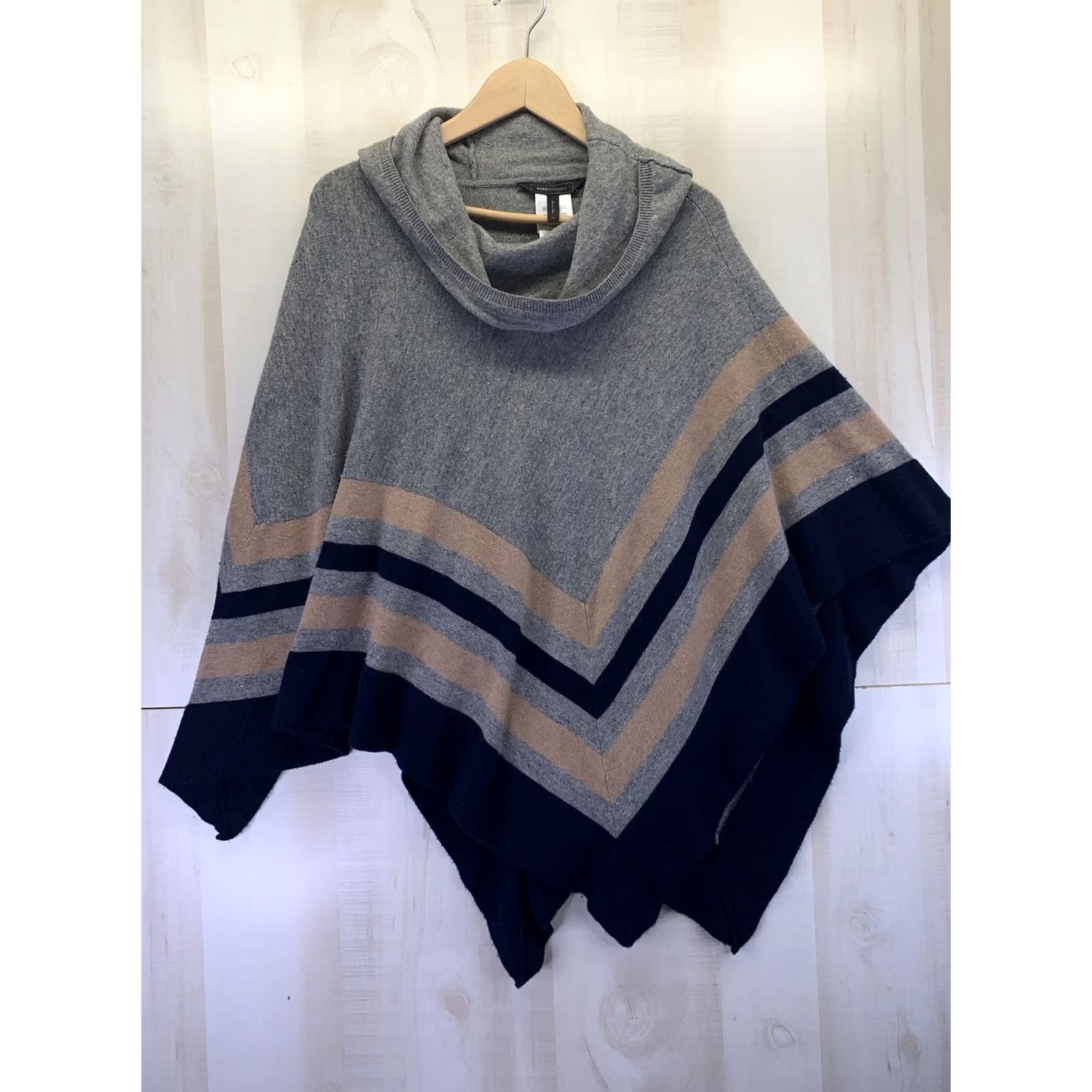 Bcbgmaxazria BCBGMAXAZRIA Knit Hooded Cape Poncho Womens OS-5807 One Size Multicolor Wool Knit Hooded Cape Poncho, Womens Size ONE SIZE - 2 Thumbnail