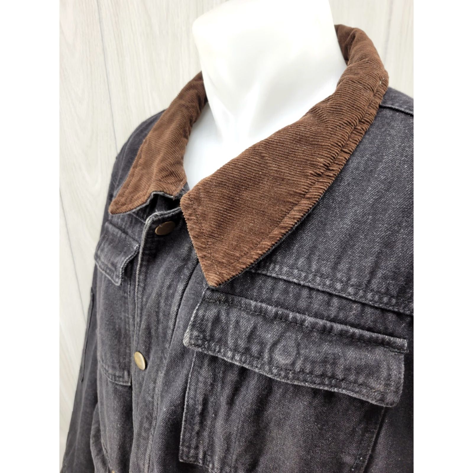 Wrangler Wrangler Jacket Mens 3XL Black Denim Sherpa Lined Corduroy Collar Barn Trucker Bomber Jacket Size US XXL / EU 58 / 5 - 4 Thumbnail