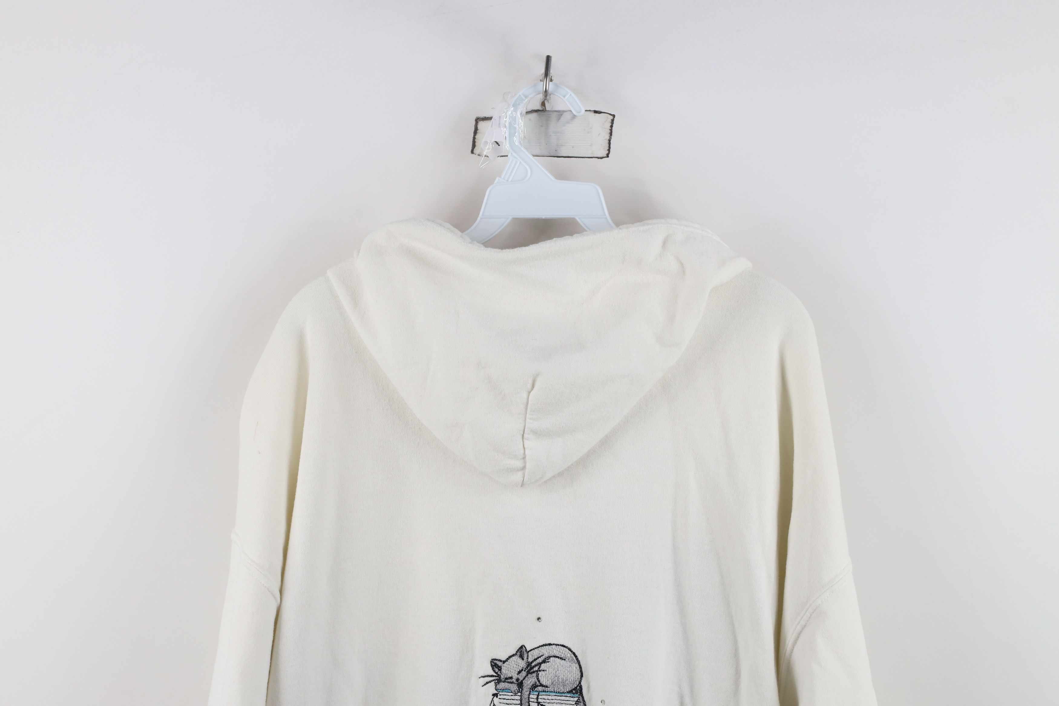 Vintage Vintage 90s Y2K Streetwear Cat Kitten Reading Zip Hoodie Size XXL / US 16-18 / IT 52-54 - 15 Thumbnail