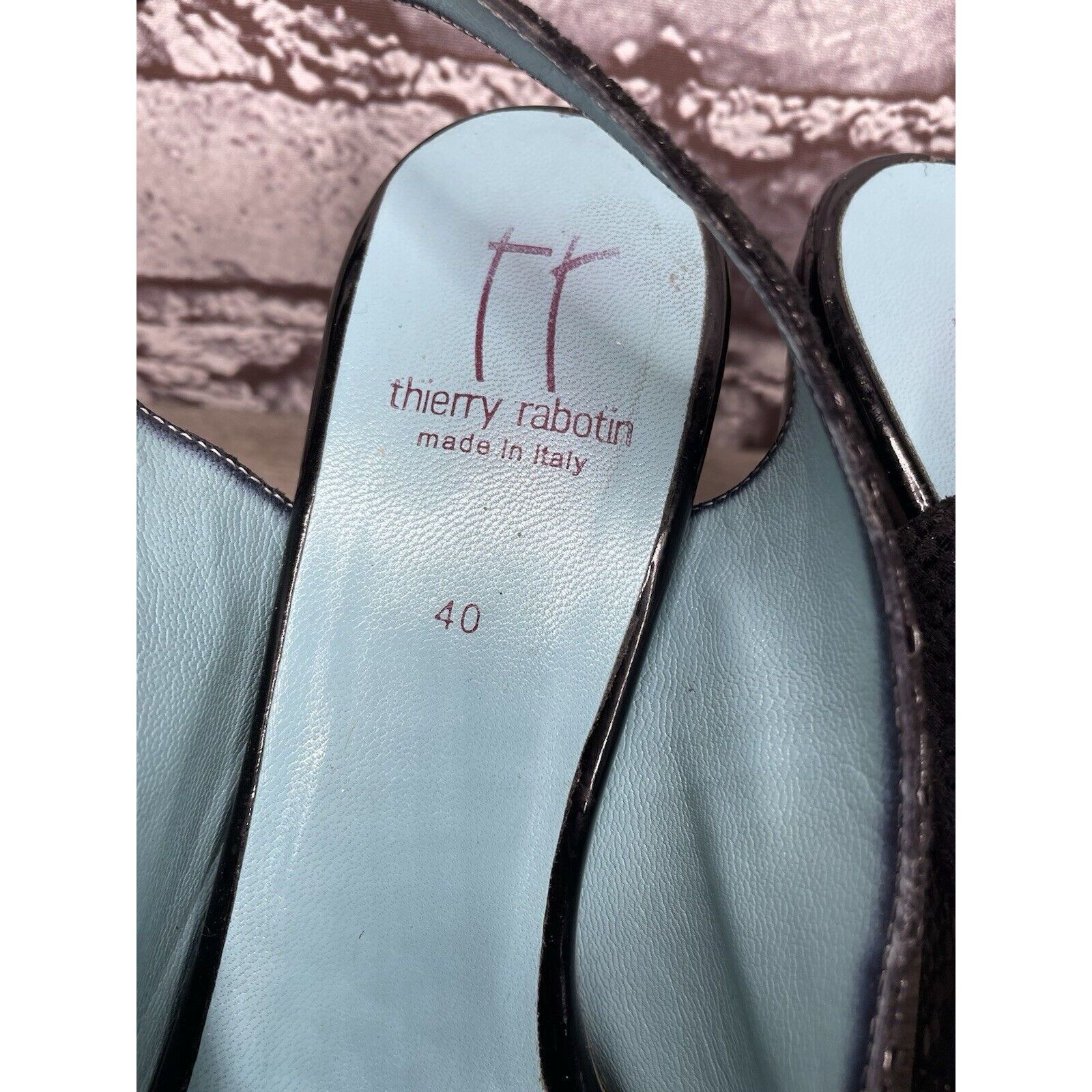 Other Thierry Rabotin Black Leather Snake Print Slingback Pump Hee Size US 9.5 / IT 39.5 - 21 Thumbnail