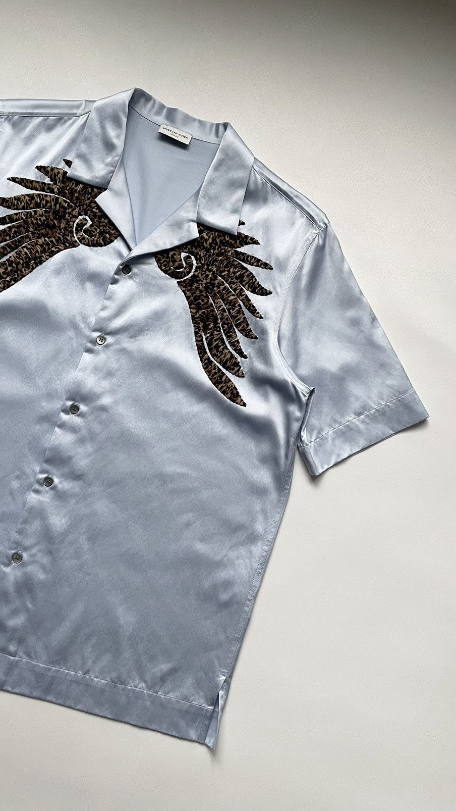 Dries Van Noten ‘Leopard Wings’ Satin Camp Collar Shirt Size US L / EU 52-54 / 3 - 3 Thumbnail