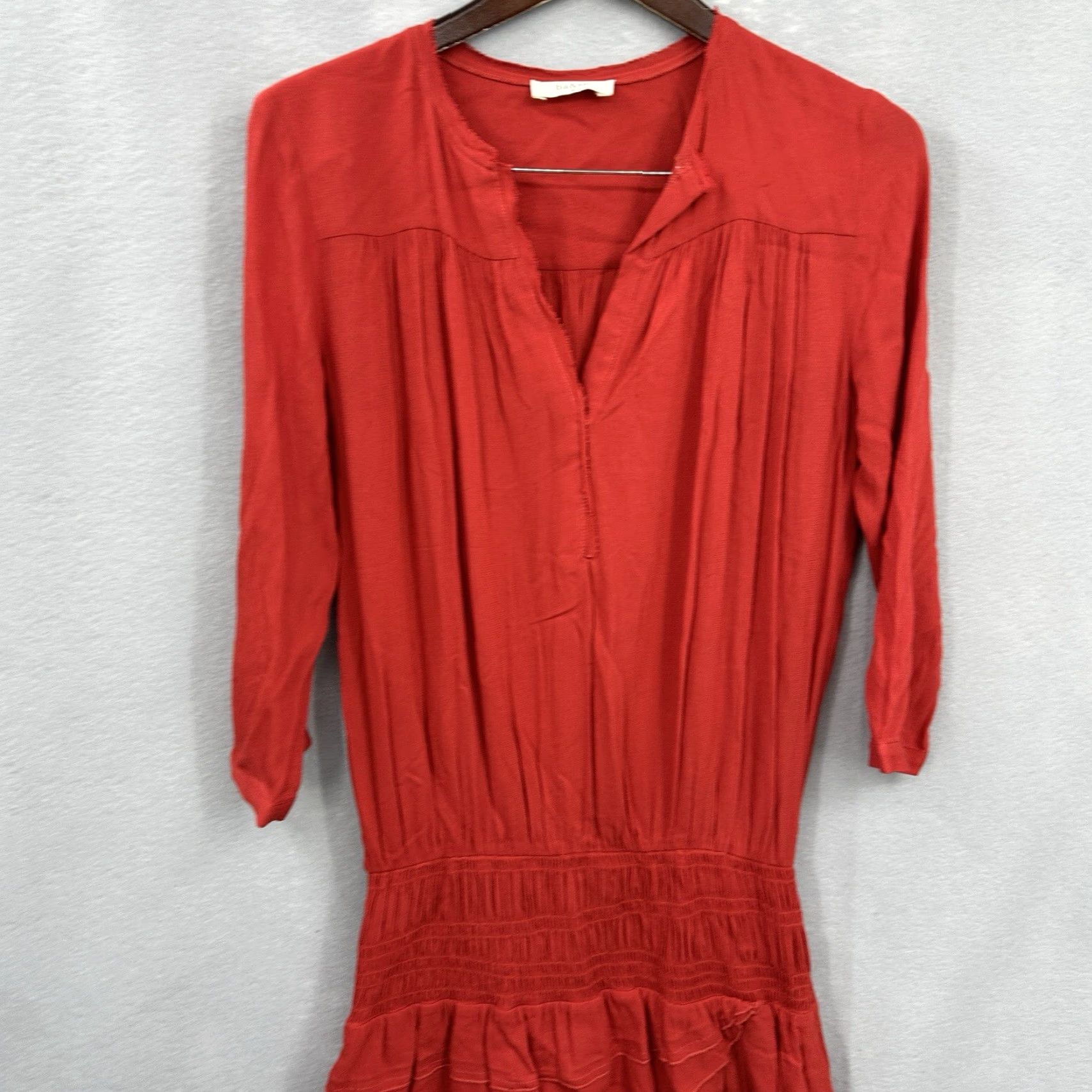 ba&sh ba&sh Dress Women Mini 0 Tomato Red V-Neck Long Sleeve Puff Sleeve Chiffon Layered Indie Bohemian Designer 90s Theme Mens? Size S / US 4 / IT 40 - 3 Thumbnail