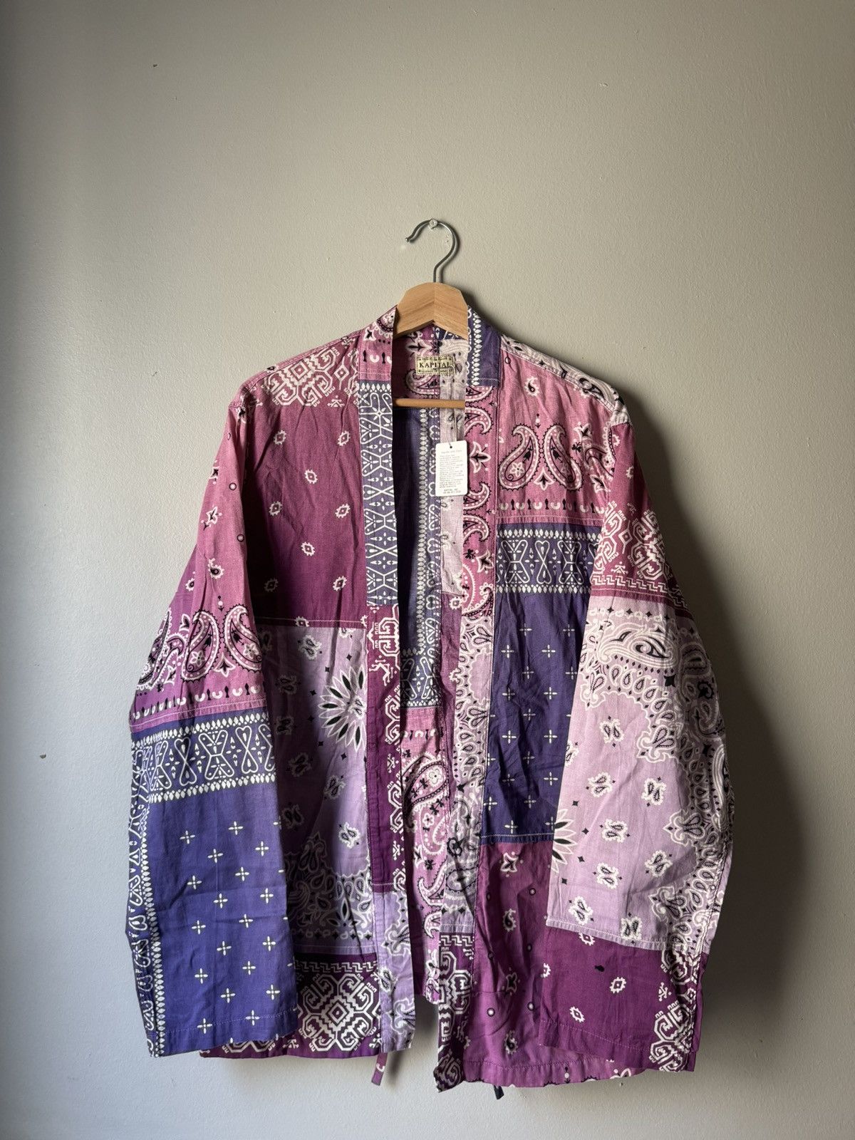 image of Kapital Gauze Bandana Patchwork Pt Kakashi Shirt in Light Purple, Men's (Size XL)