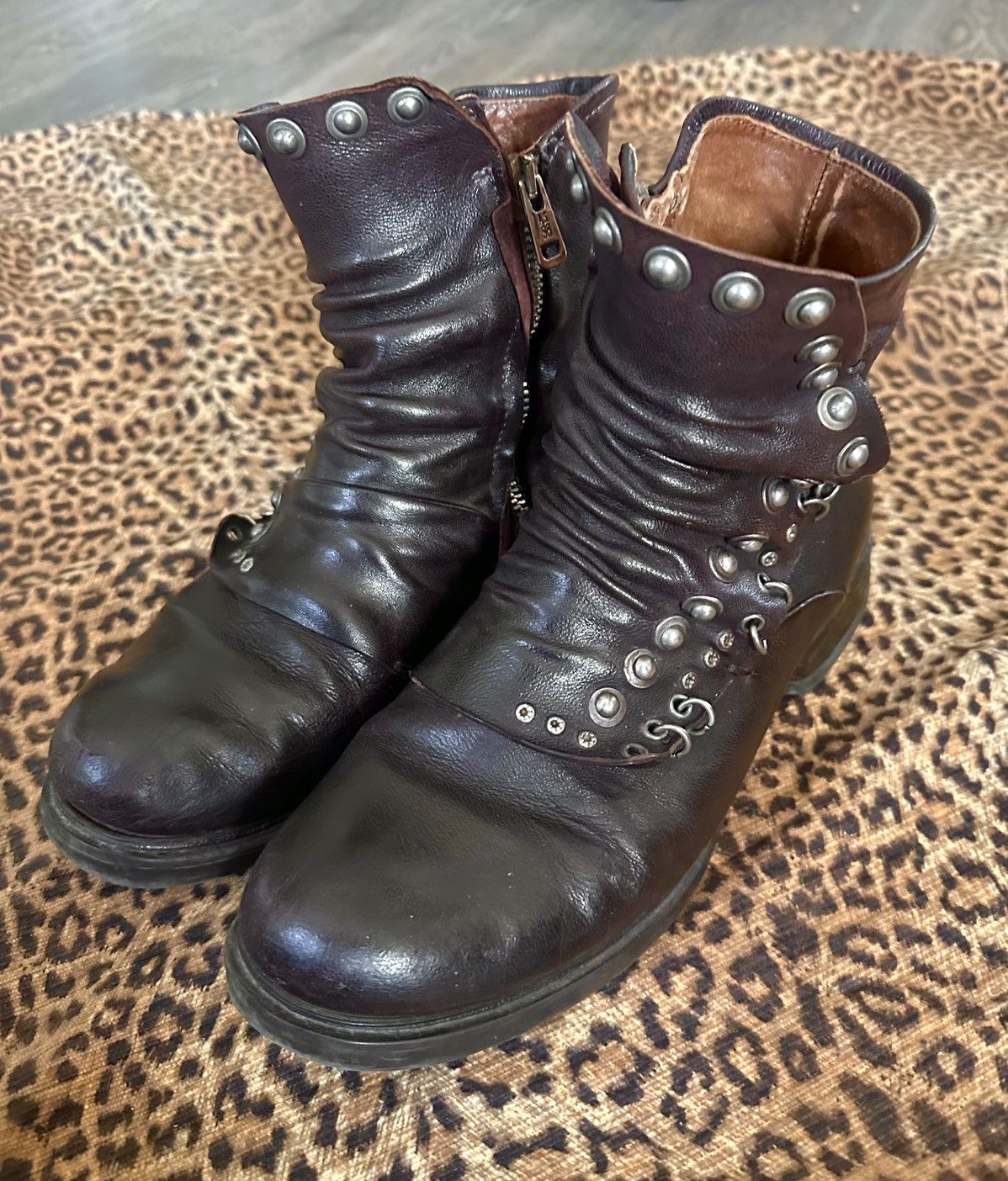 A.S.98 A.S. 98 Pierced Double-Layered Moto Boots Size US 8.5 / EU 41-42 - 1 Thumbnail