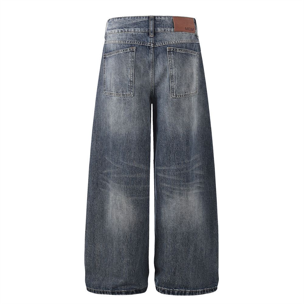 Vintage Men's American Retro Washed & Distressed Wide-Leg Jeans Size US 32 / EU 48 - 2 Thumbnail