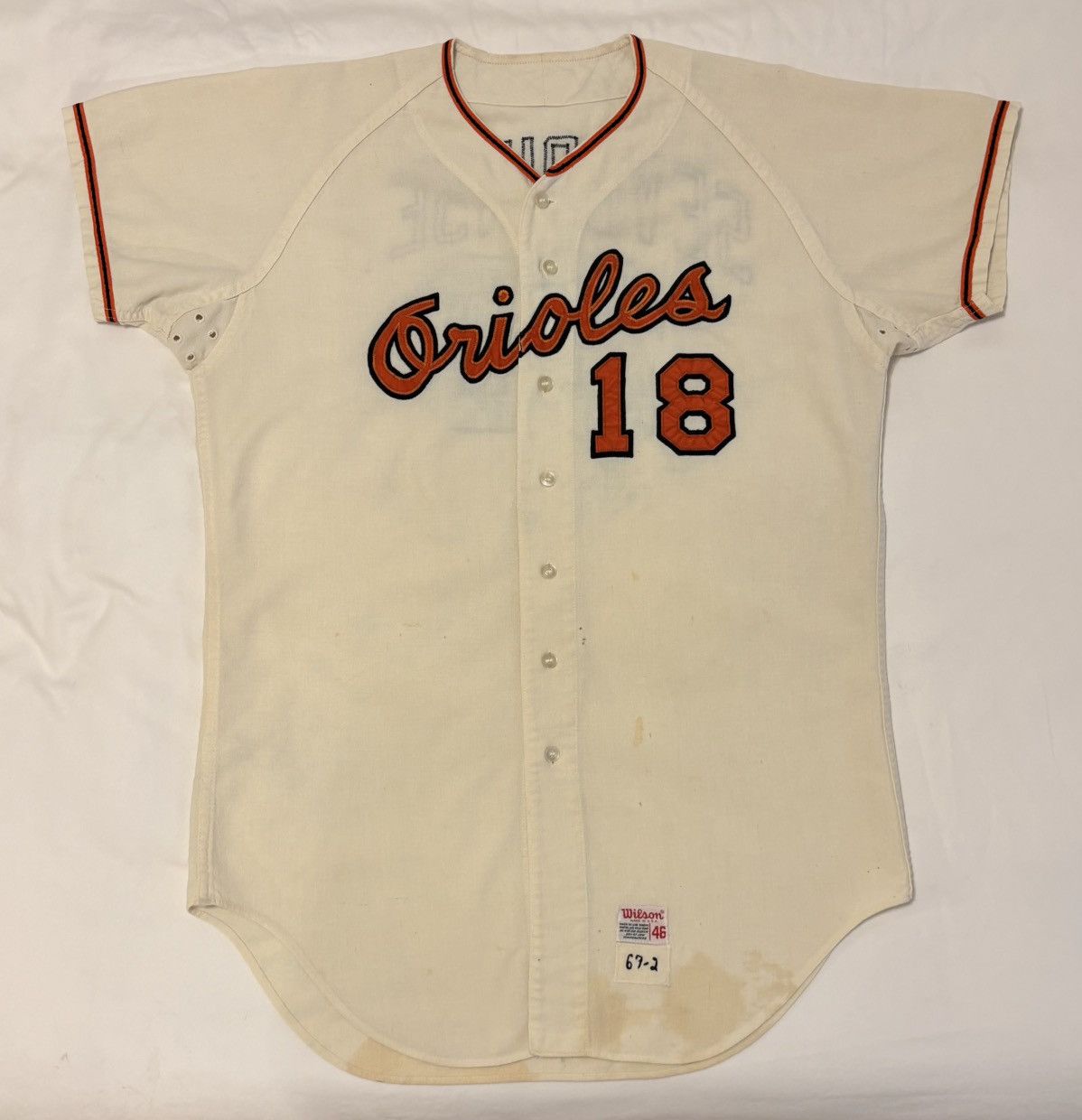MLB Baltimore Orioles Game Worn 1967 Jersey (worn in 1969) Size US XL / EU 56 / 4 - 1 Thumbnail
