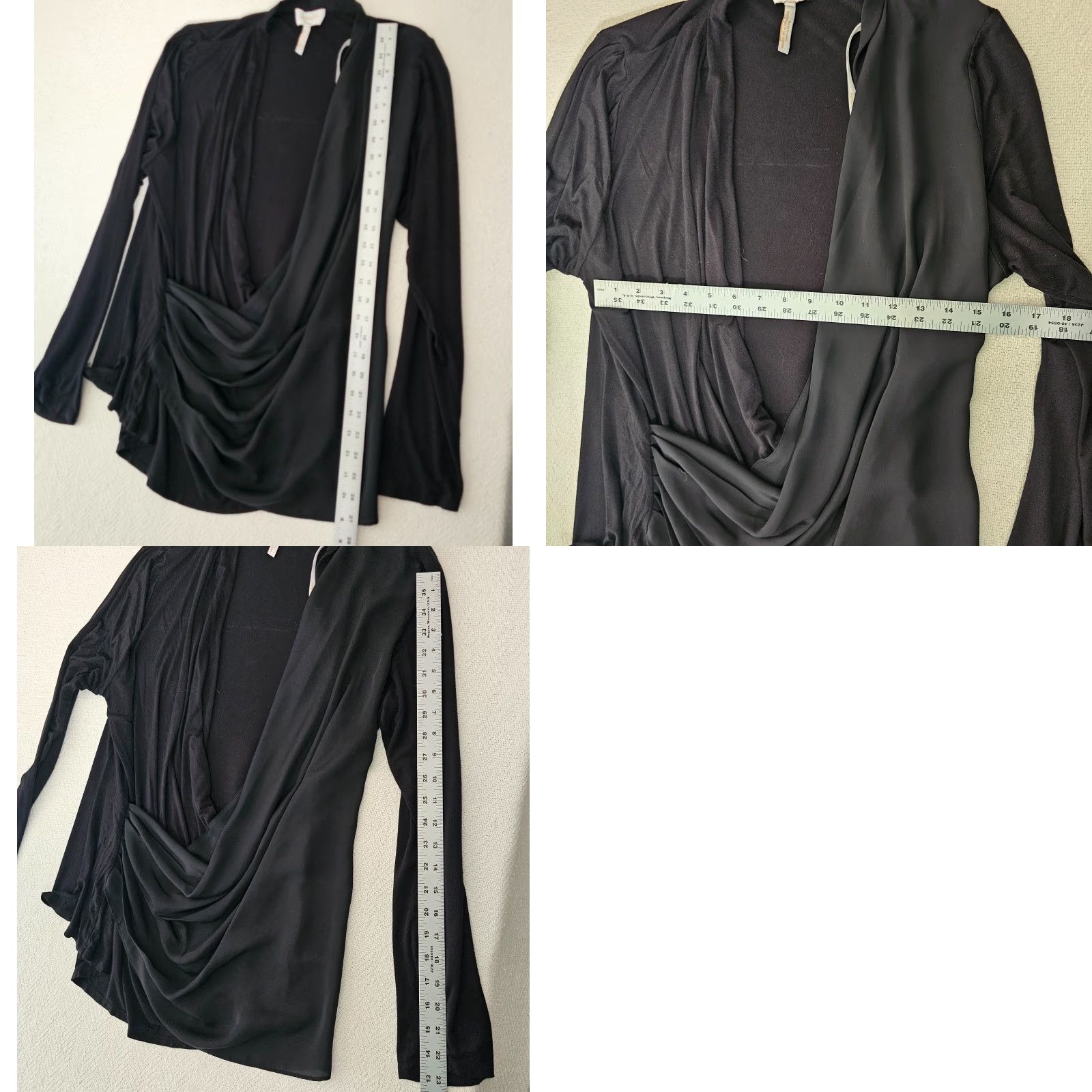 Vintage Laundry by Shelli Segal Blouse Long Sleeve V-Neck Black M Women's Stretch Polyester Spandex Vintage No Size M / US 6-8 / IT 42-44 - 8 Thumbnail