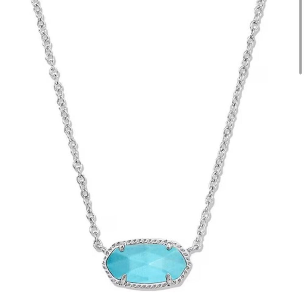 Kendra Scott Kendra Scott Elisa Turquoise Blue Magnesite Silver Necklace Size ONE SIZE - 2 Thumbnail