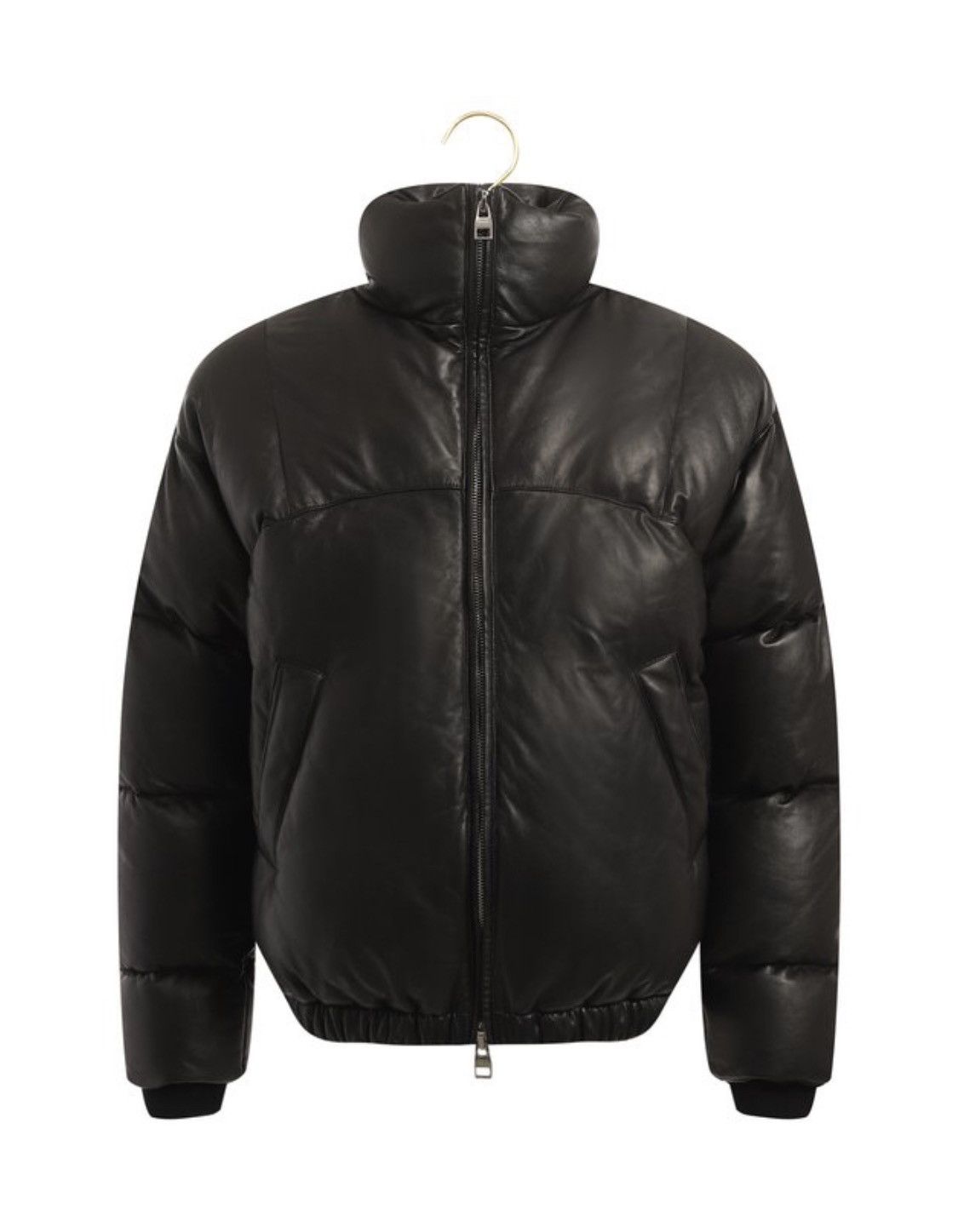 image of Alexander Mcqueen Leather Calf Biker Bomber Jacket in Black, Men's (Size Large)