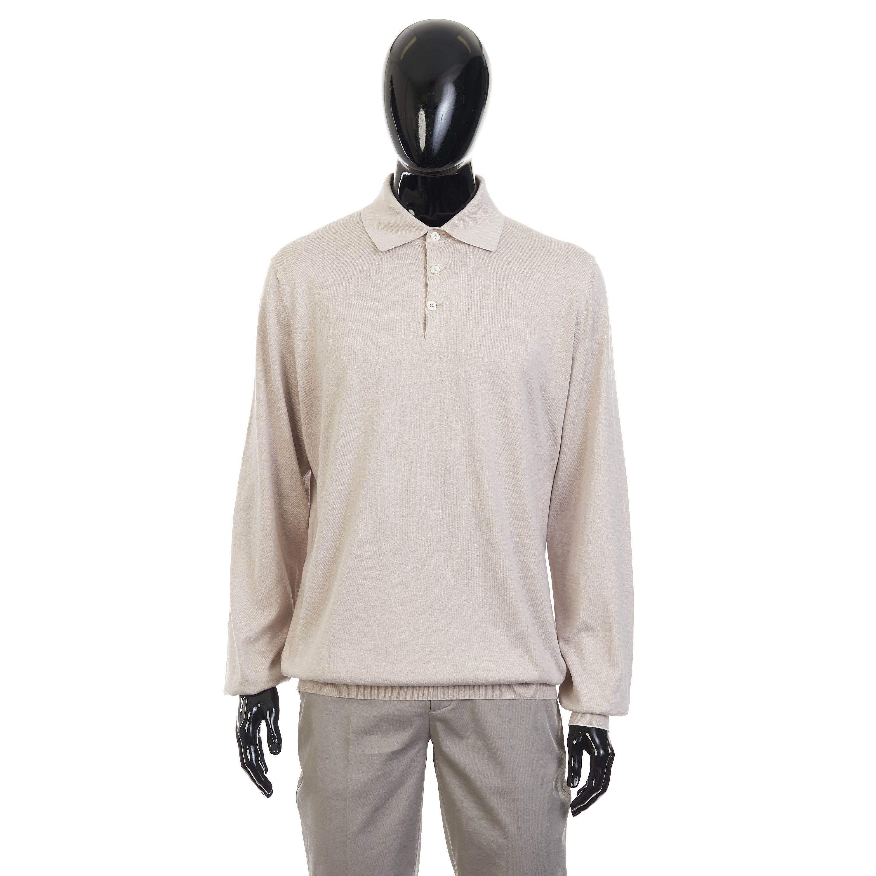Brunello Cucinelli Beige Lightweight Cotton Knit Polo Shirt Size 60 Size US XXL / EU 58 / 5 - 1 Thumbnail