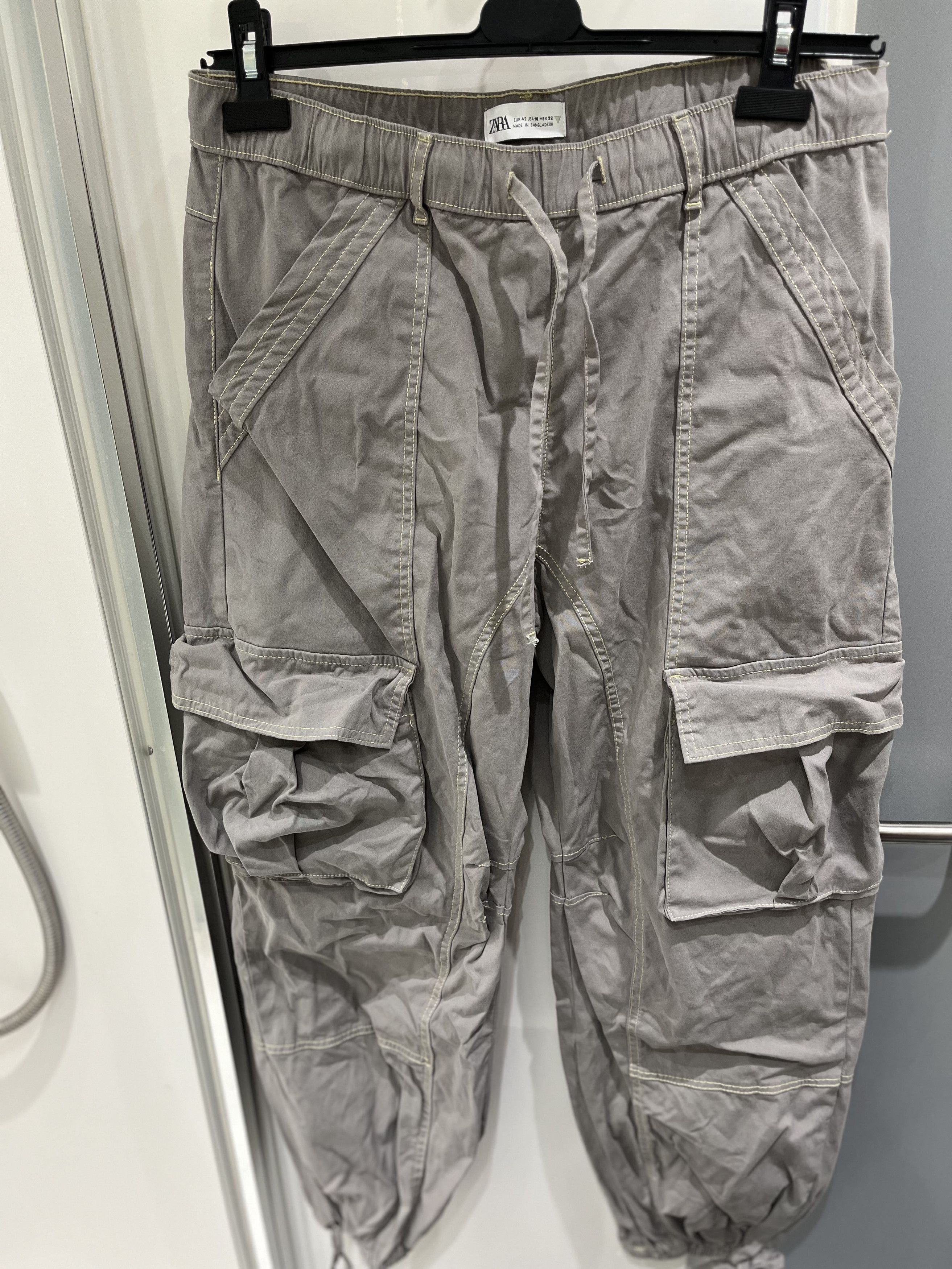 Zara Grey Cargo Pants Size US 26 / EU 42 - 6 Thumbnail