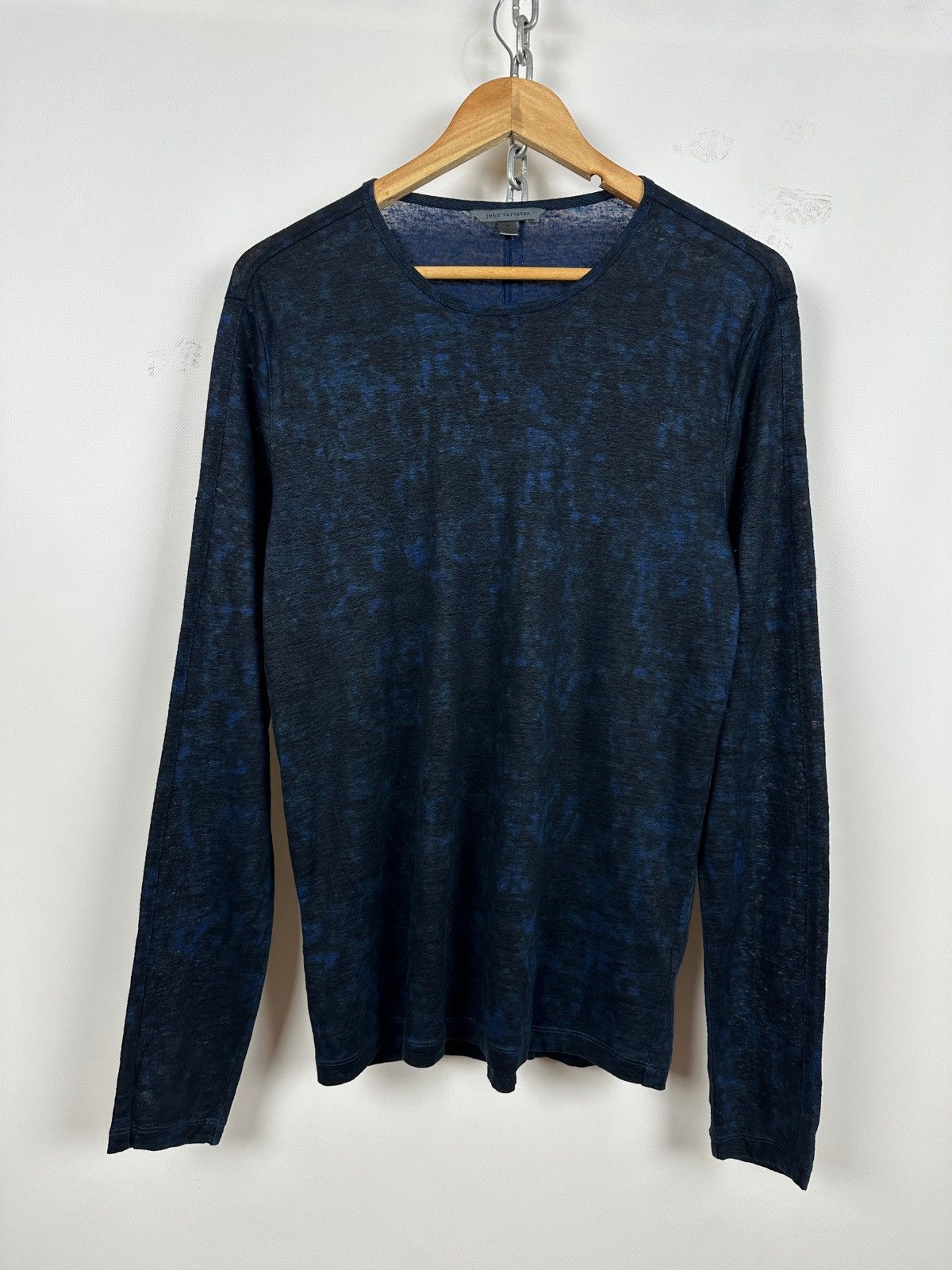 John Varvatos John Varvatos Linen Crewneck Black/Blue Long Sleeve T-Shirt Size US M / EU 48-50 / 2 - 1 Thumbnail