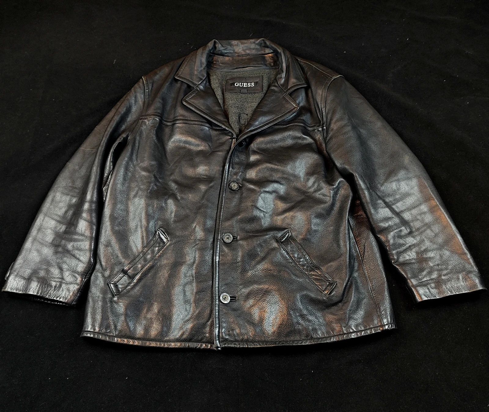 Guess Vintage Guess XL leather jacket button 90s rare archive Size US XL / EU 56 / 4 - 1 Thumbnail