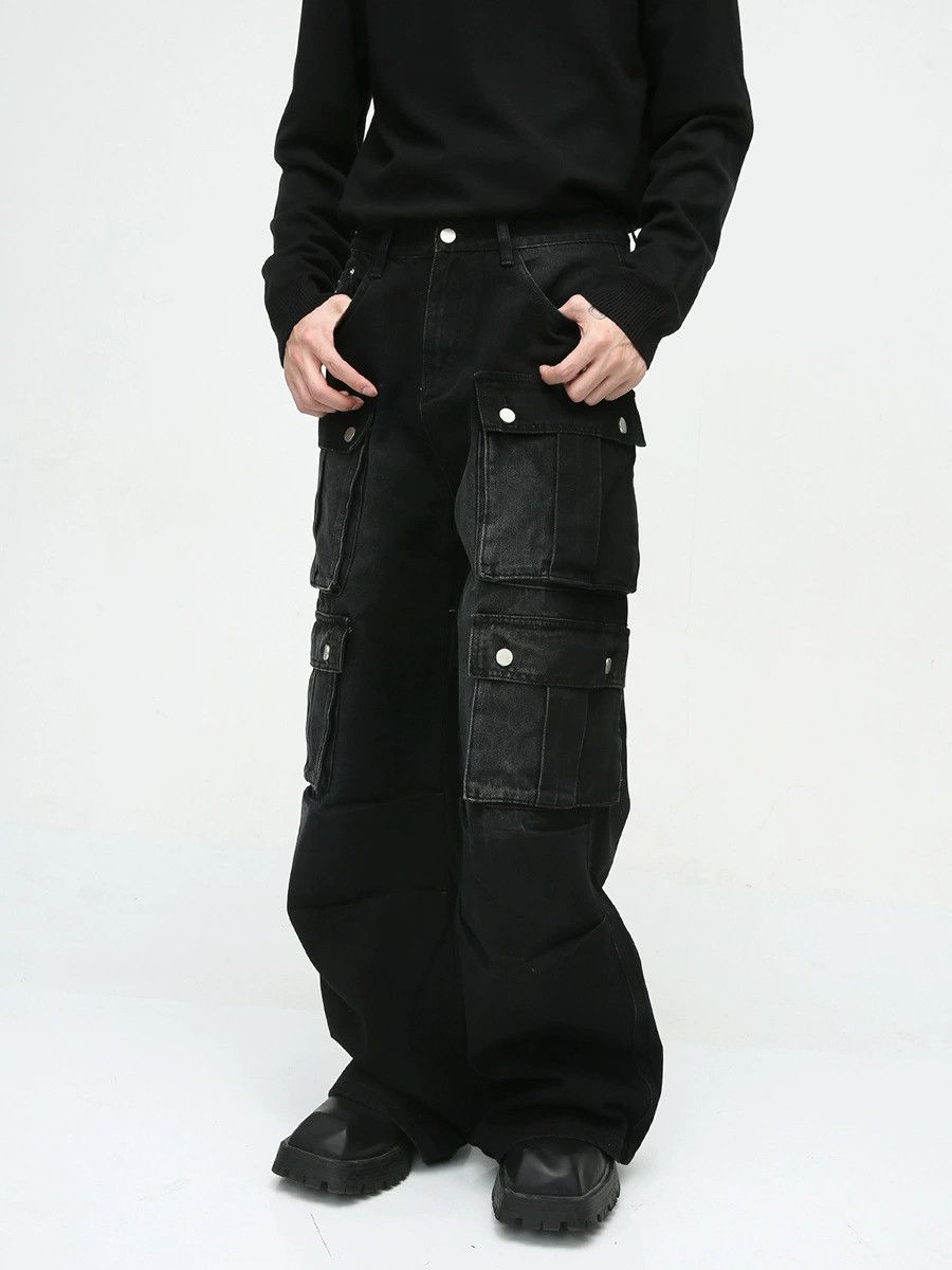 Vintage Vintage multi-pocket distressed cargo wide-leg jeans Size US 32 / EU 48 - 3 Thumbnail