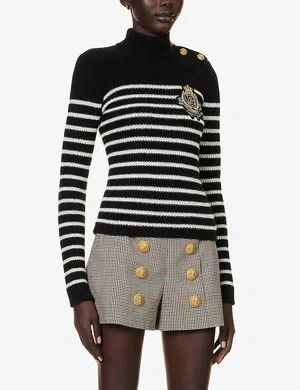 Balmain o1y0625 Turtleneck Sweater in Black/White Size M / US 6-8 / IT 42-44 - 3 Thumbnail