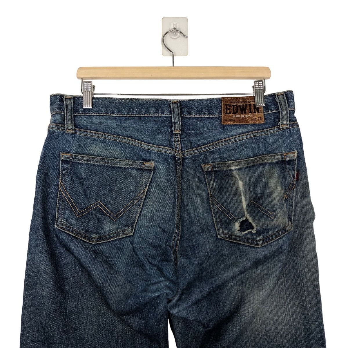 Edwin 🔥90’s VINTAGE EDWIN MADE IN JAPAN JEANS DISTRESSED DENIM Size US 35 - 8 Thumbnail