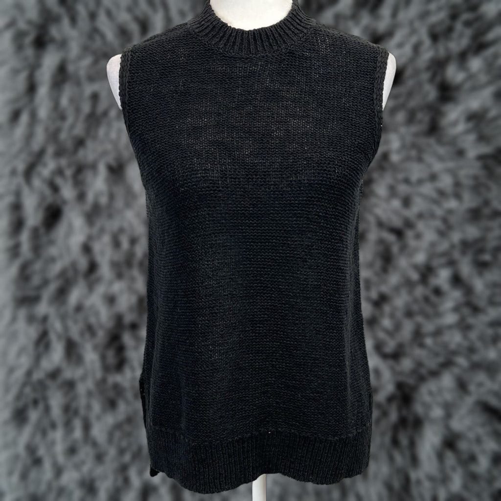 Lou & Grey LOU & GREY Linen Blend High Neck Sleeveless Sweater Womens Medium Black Pullover Size M / US 6-8 / IT 42-44 - 1 Thumbnail