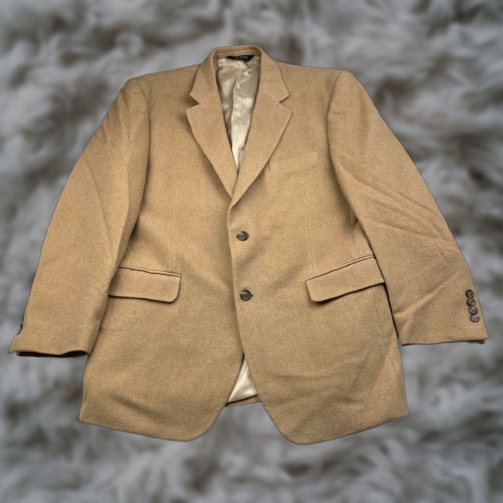 VINTAGE Jos. A Bank Men's Blazer Jacket 42 Regular 2-Button Camelhair Khaki Beige 42R Mens