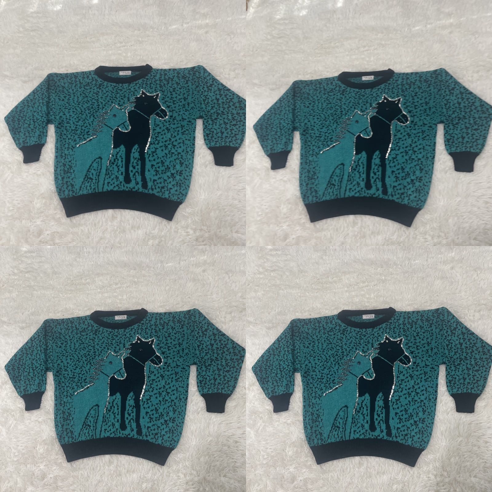 Vintage VINTAGE DISU Fashion Wear HORSES Beaded Knit Sweater Men S Acrylic Teal Black Size US S / EU 44-46 / 1 - 10 Thumbnail