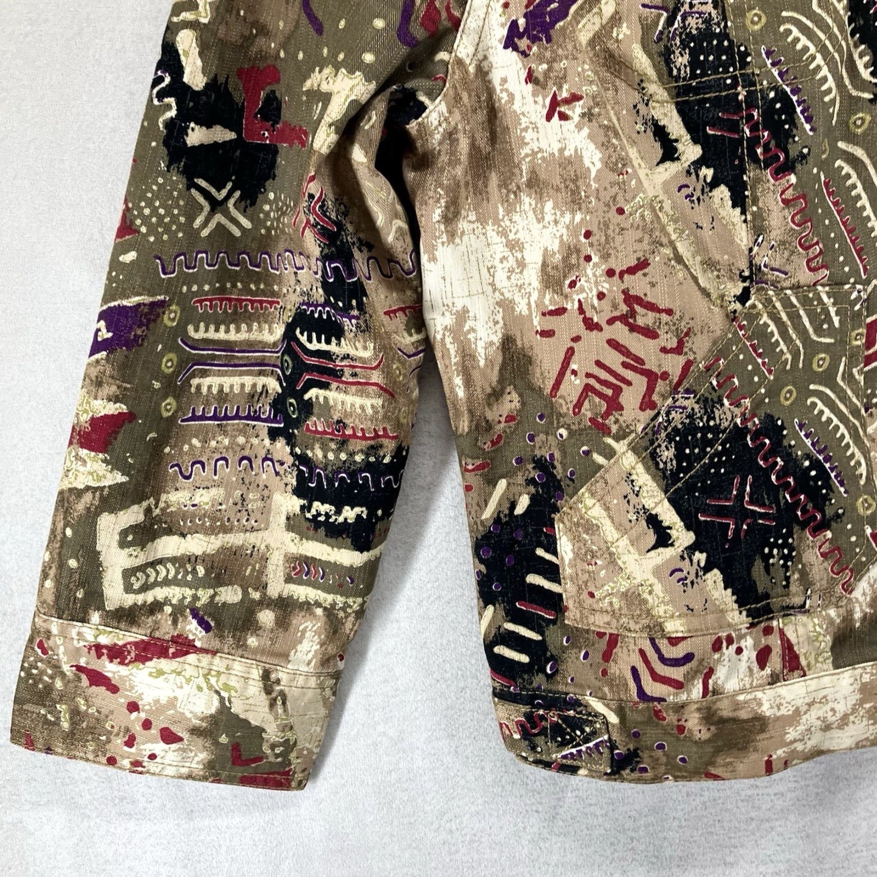 Vintage VINTAGE Women's Jean Jacket 10 Western Tribal Aztec Print Denim Casual Bohemian 90s Women Size 32" / US 10 / IT 46 - 5 Thumbnail