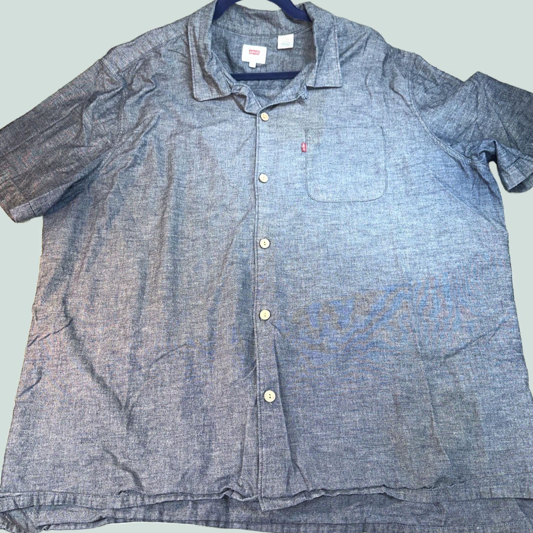 Levi's Levi's Button-Up Short Sleeve Shirt 2XL Men Blue Size US 39 - 1 Thumbnail