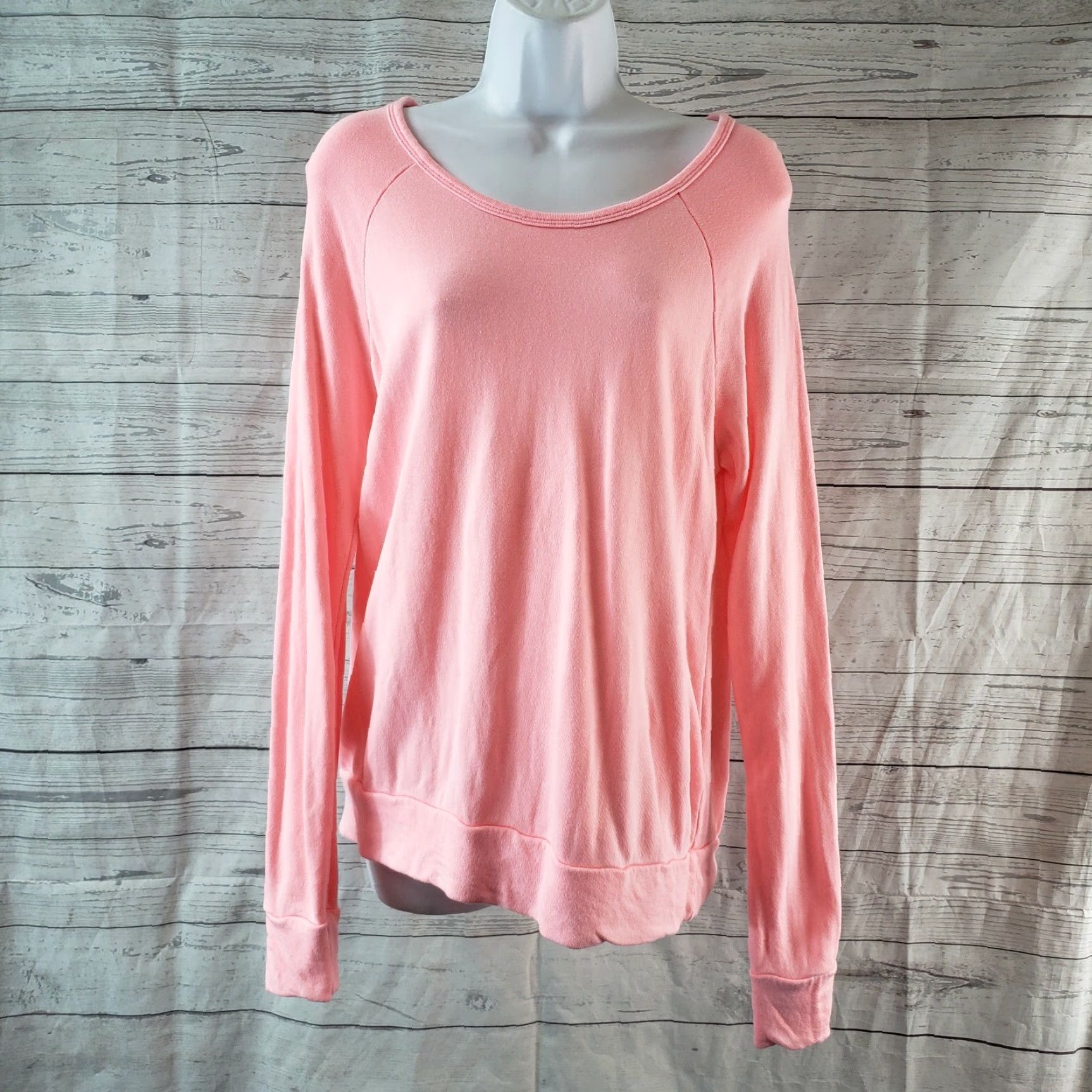 Sundry Sundry Womens Pullover Sweatshirt XS Solid Pink Long Sleeve Rayon Cotton Size XS / US 0-2 / IT 36-38 - 2 Thumbnail