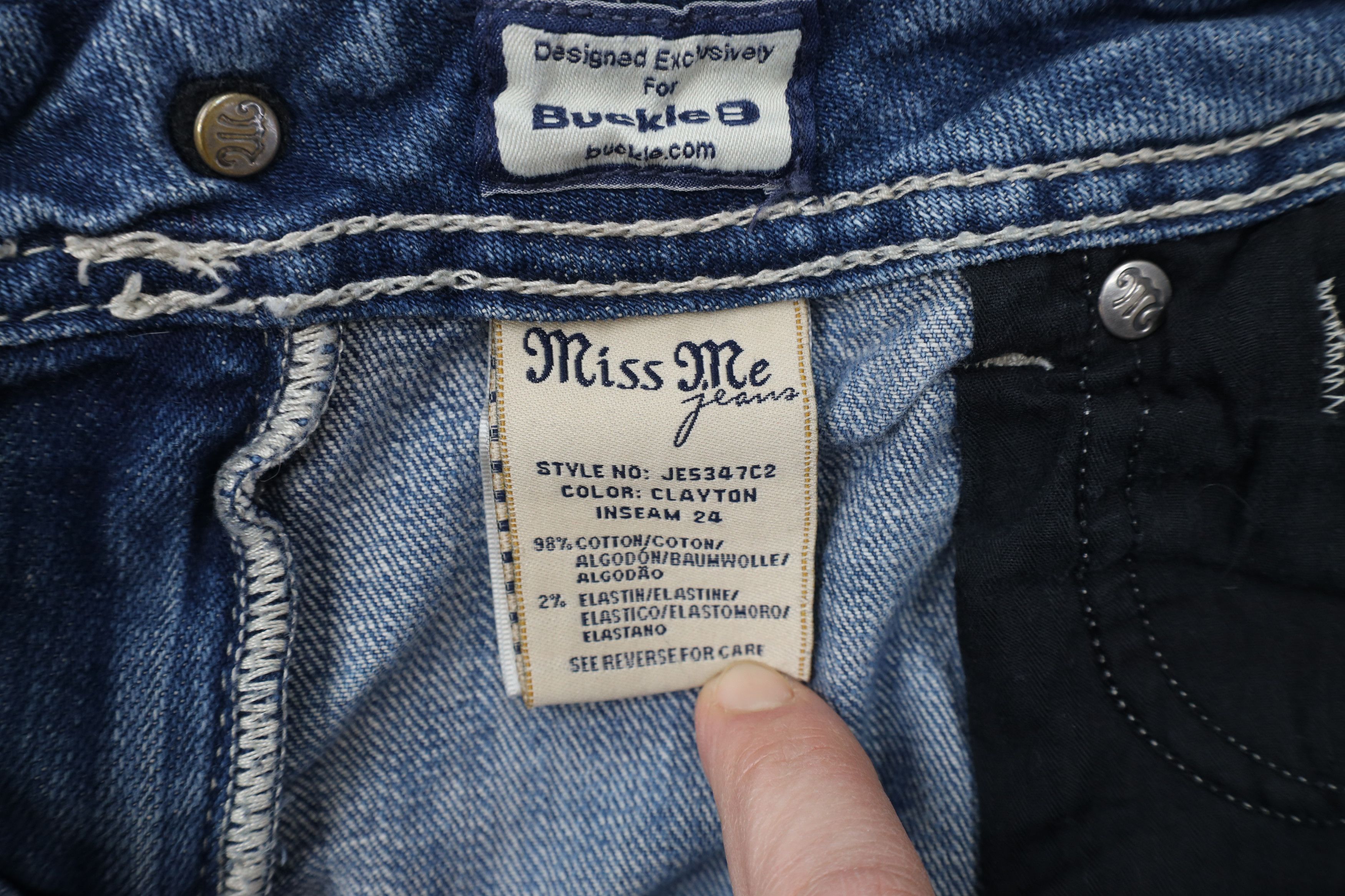Miss Me × Vintage Miss Me Thick Stitch Fleur de Lis Cropped Denim Jeans Blue Size 32" / US 10 / IT 46 - 10 Thumbnail